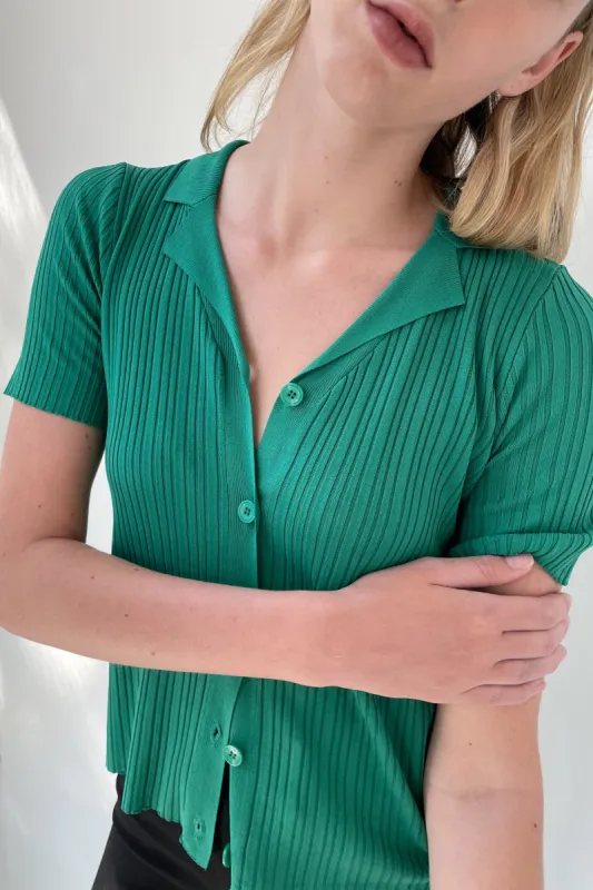 RIBBED KNIT BUTTON UP TOP sold by OAK AND FORT