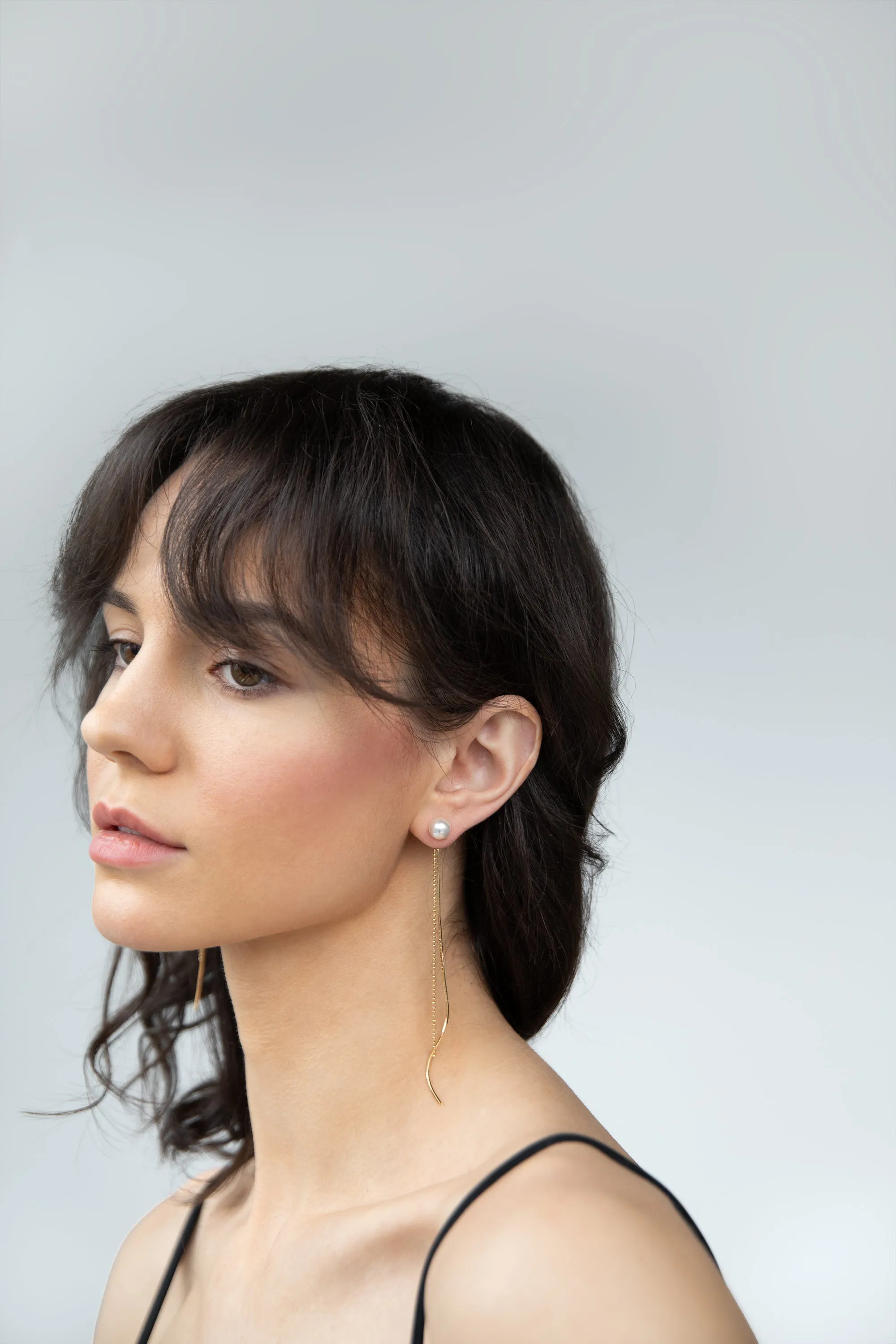 PEARL STUD WITH MIXED CHAINS sold by OAK AND FORT product image thumbnail 2