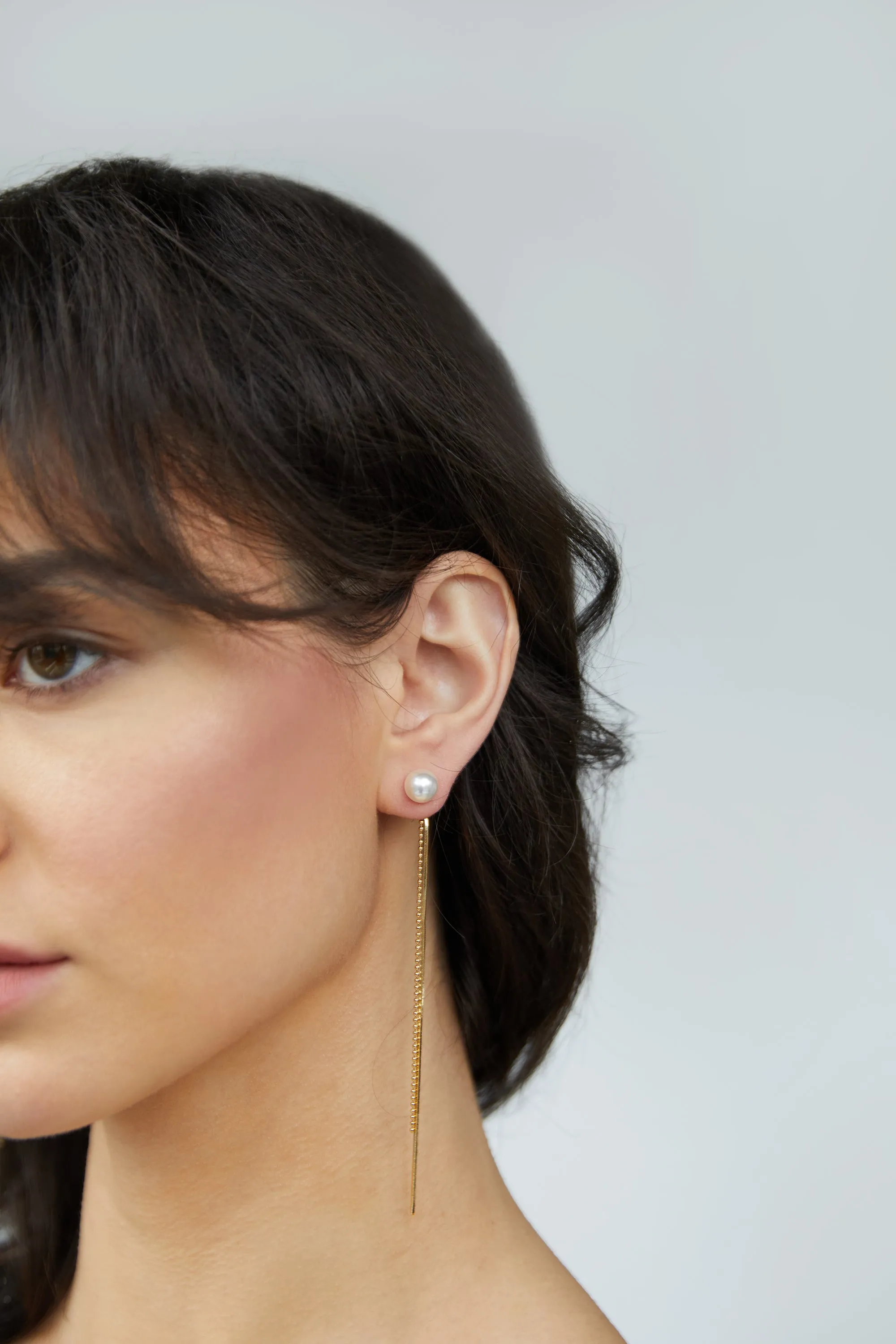 PEARL STUD WITH MIXED CHAINS sold by OAK AND FORT product image thumbnail 3