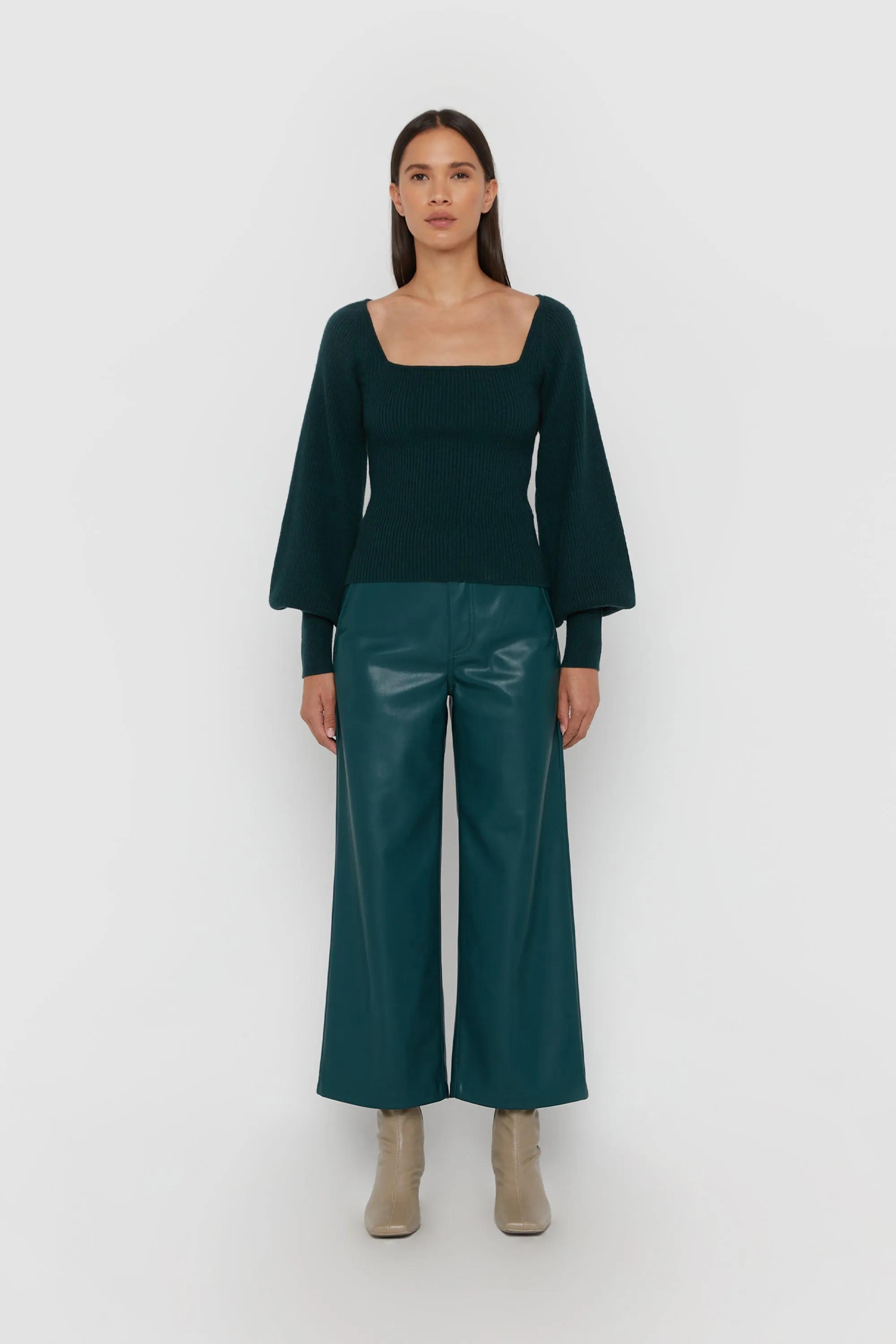 STRAIGHT LEG VEGAN LEATHER PANTS sold by OAK AND FORT