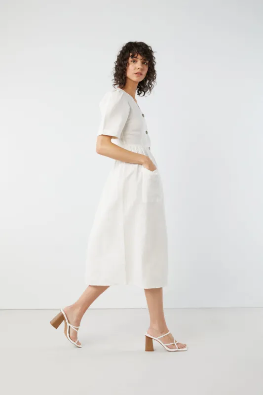 BUTTON UP MIDI DRESS sold by OAK AND FORT