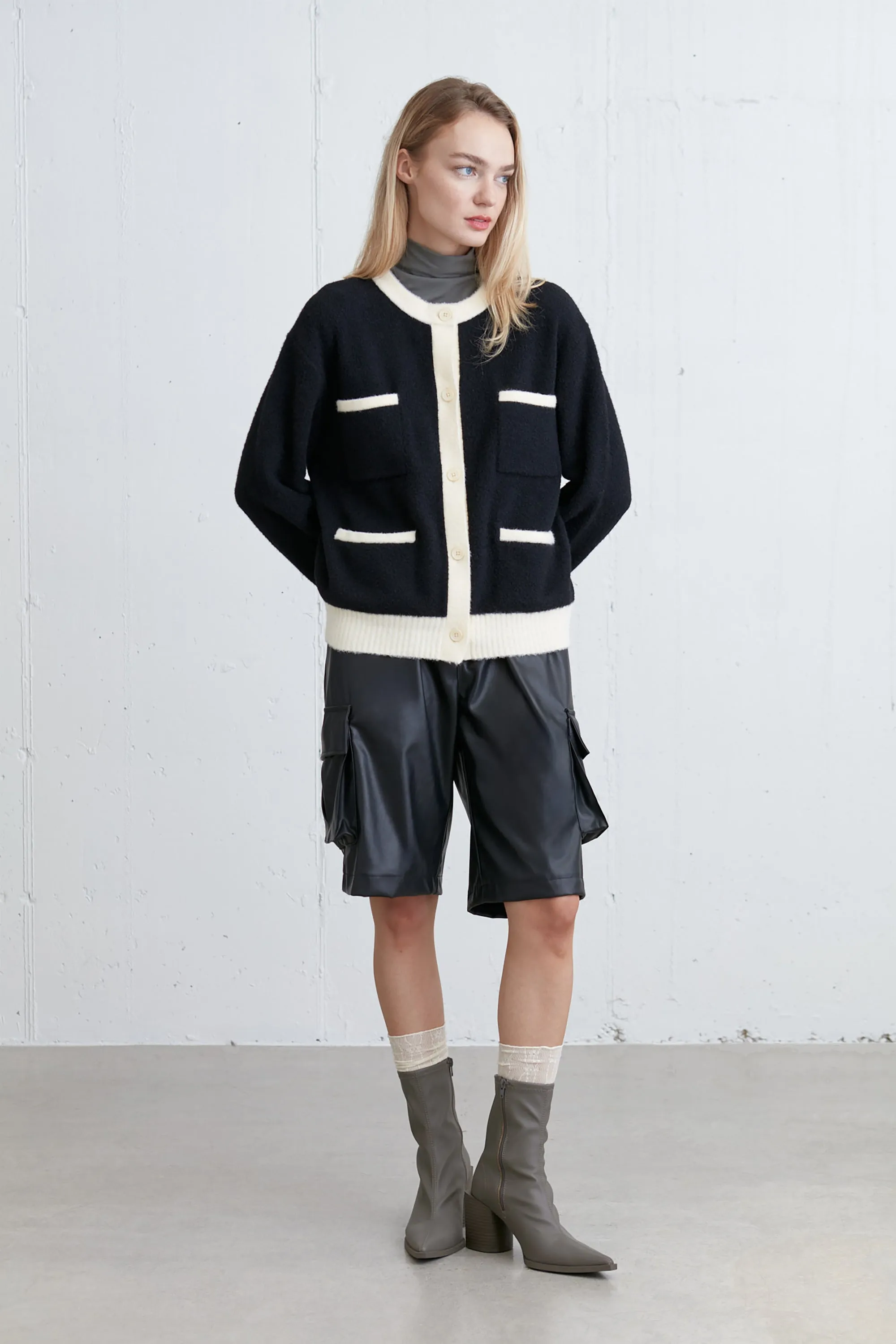 FUZZY COLOUR BLOCK CARDIGAN sold by OAK AND FORT product image thumbnail 4