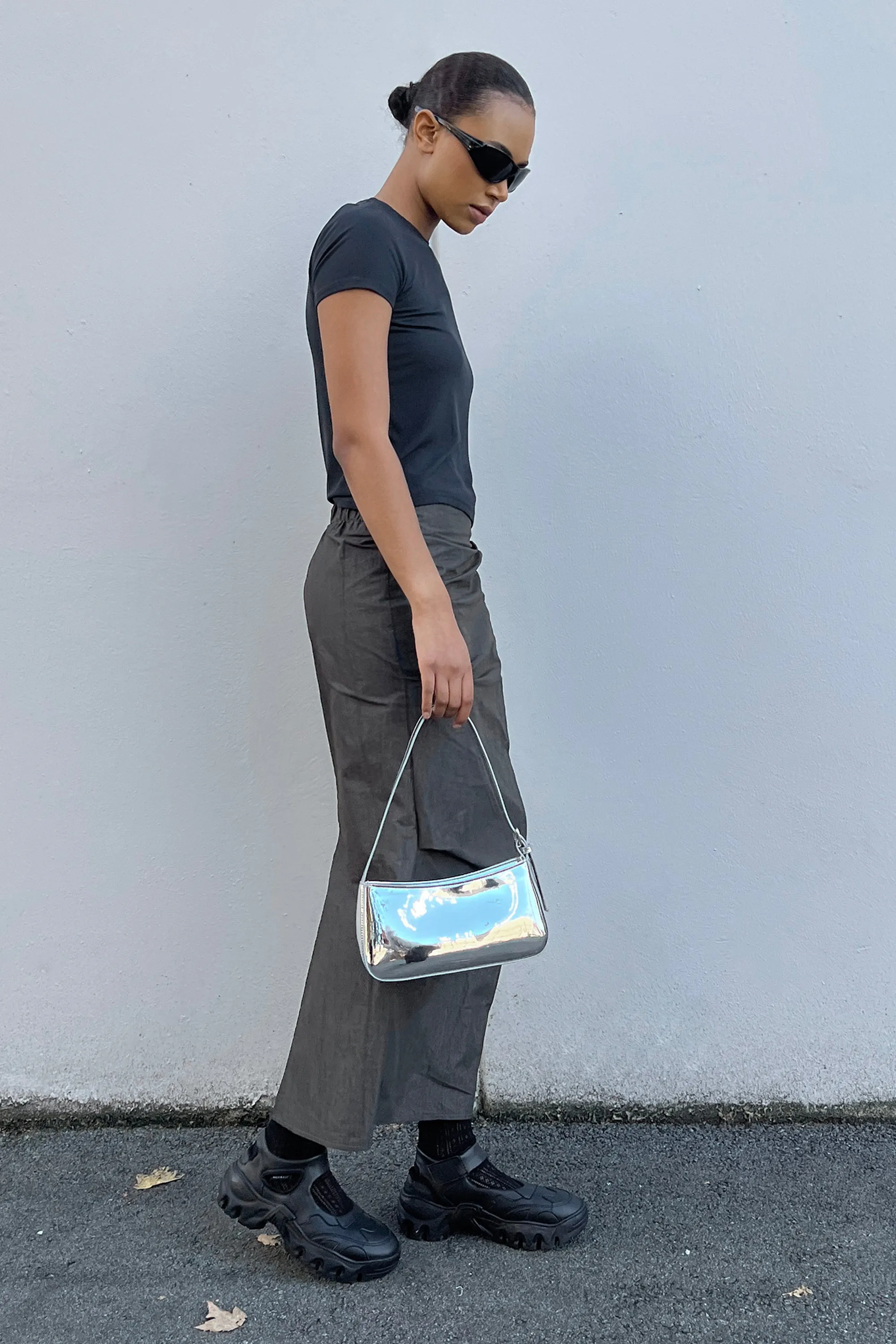 SILVER VINYL SHOULDER BAG sold by OAK AND FORT product image thumbnail 2