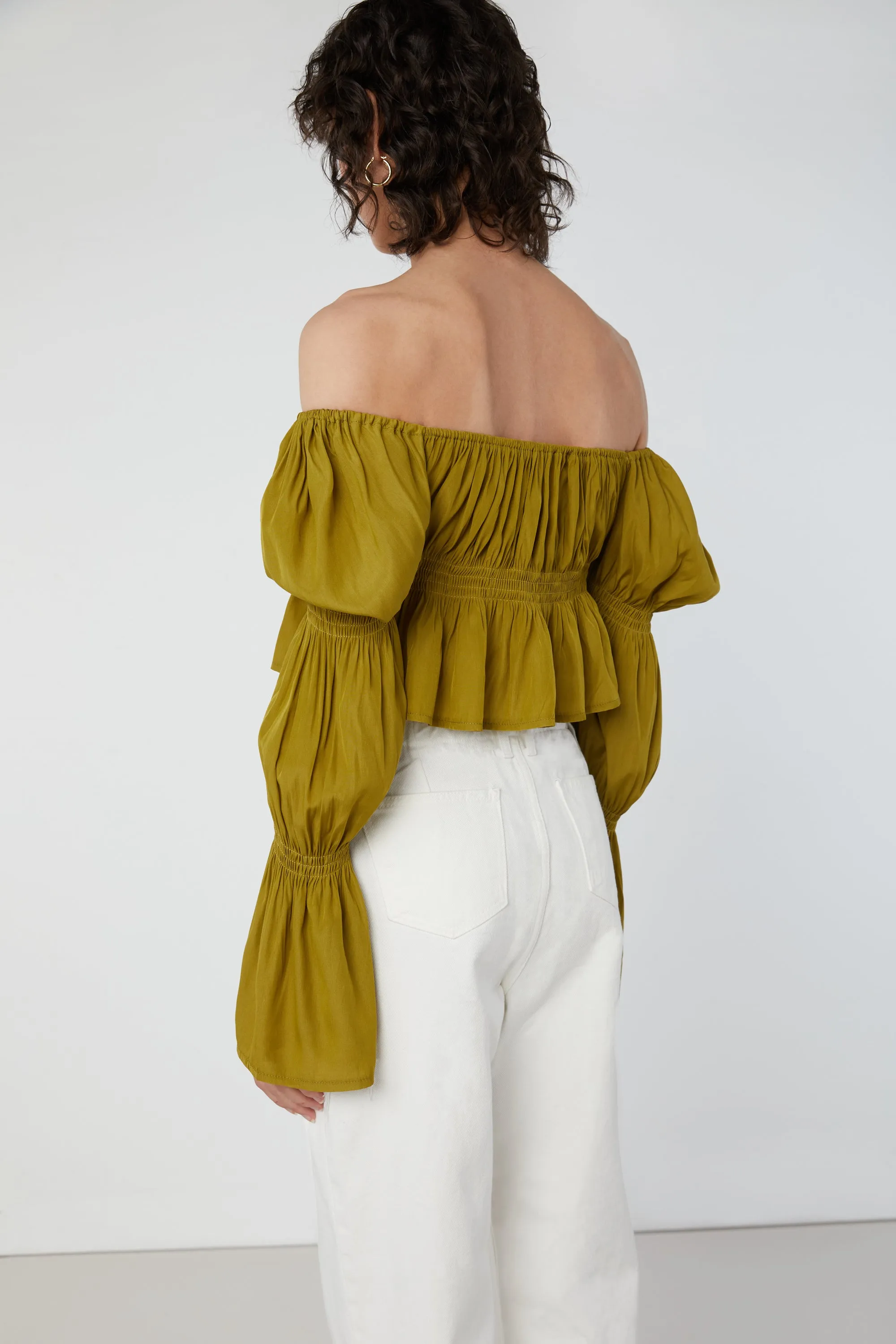 OFF THE SHOULDER GATHERED TOP sold by OAK AND FORT product image thumbnail 4