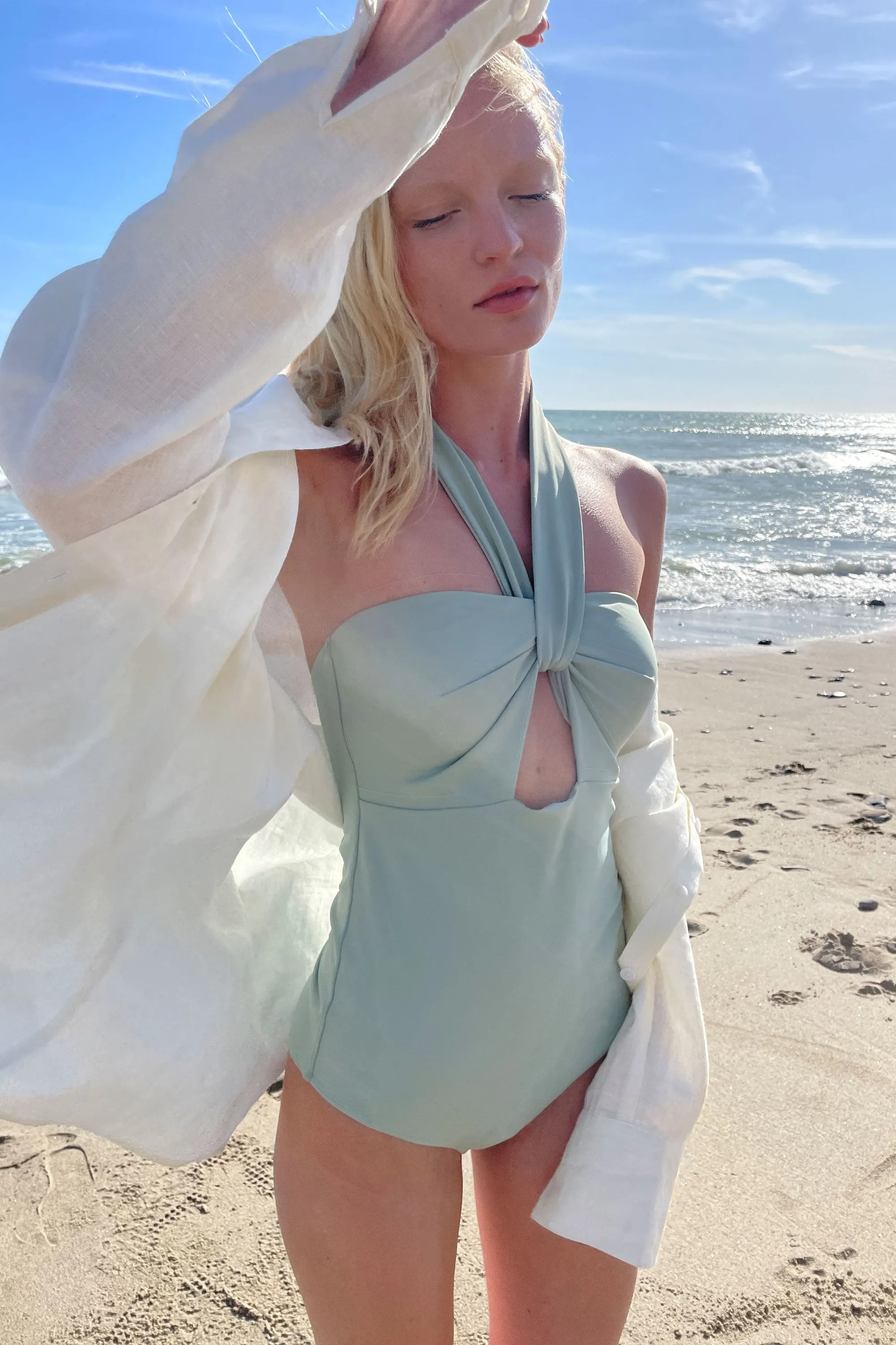 CUTOUT HALTERNECK SWIMSUIT sold by OAK AND FORT