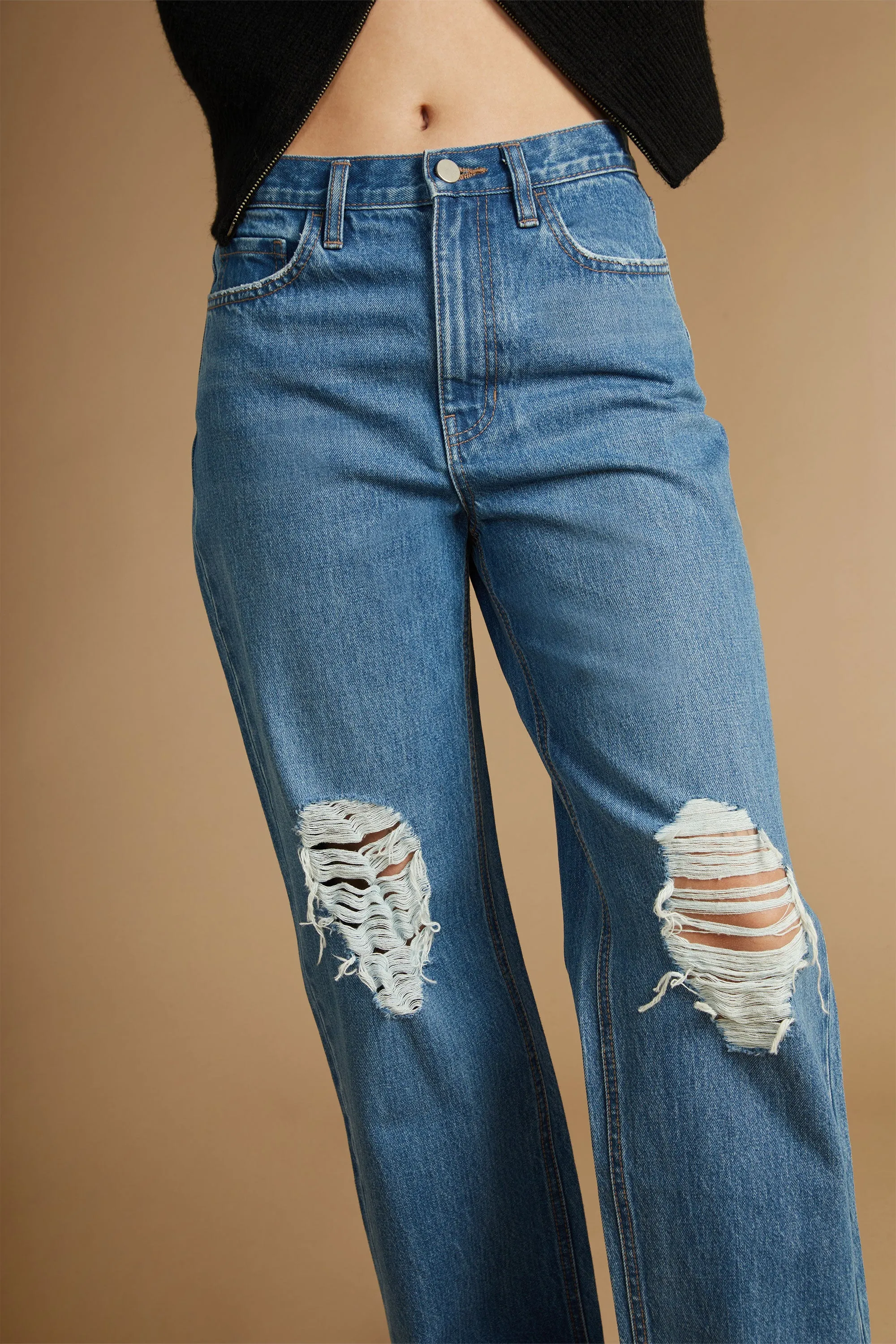 STRAIGHT LEG DISTRESSED JEAN sold by OAK AND FORT product image thumbnail 4