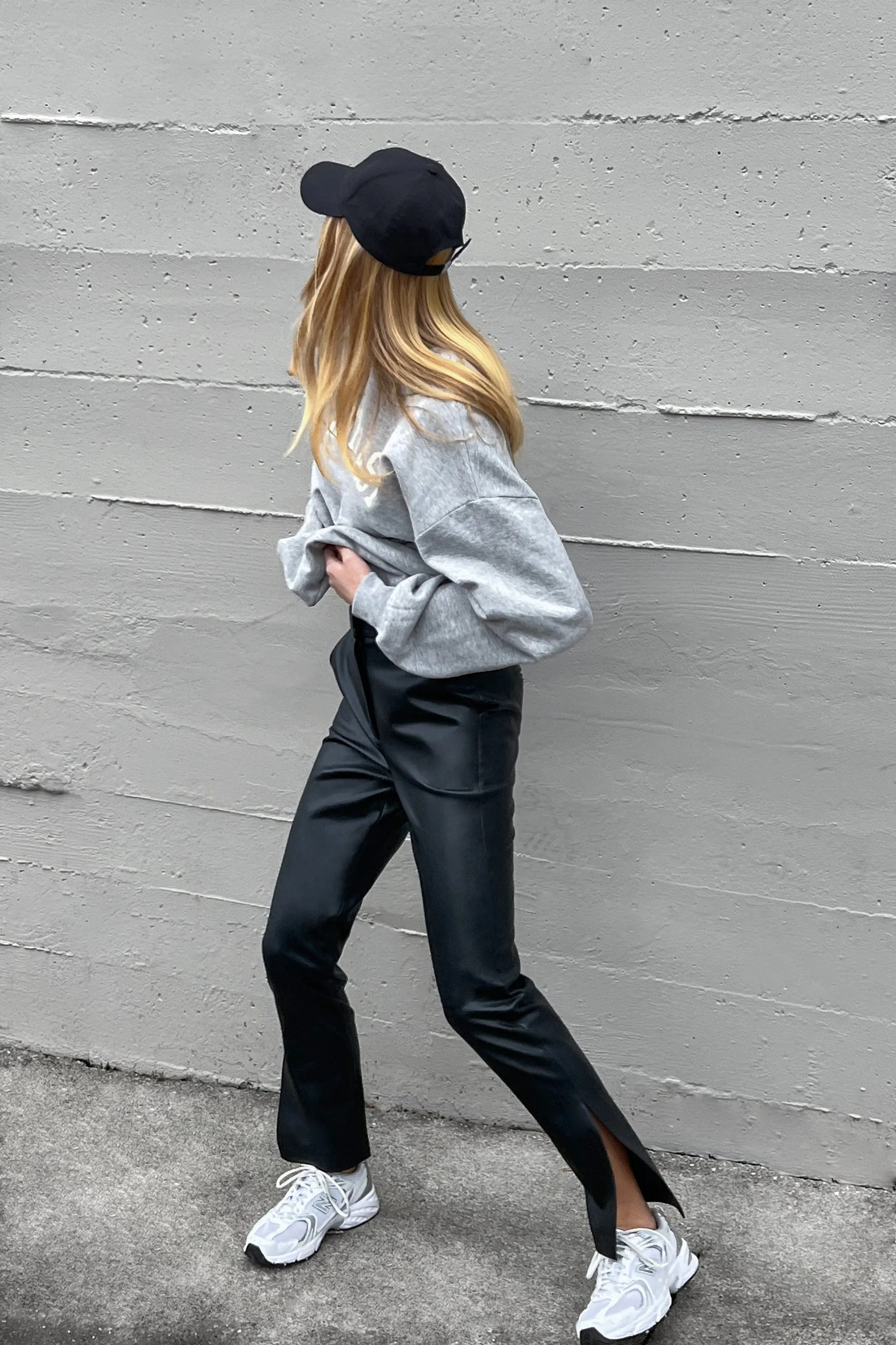 VEGAN LEATHER PANT WITH SIDE SLIT sold by OAK AND FORT product image thumbnail 4