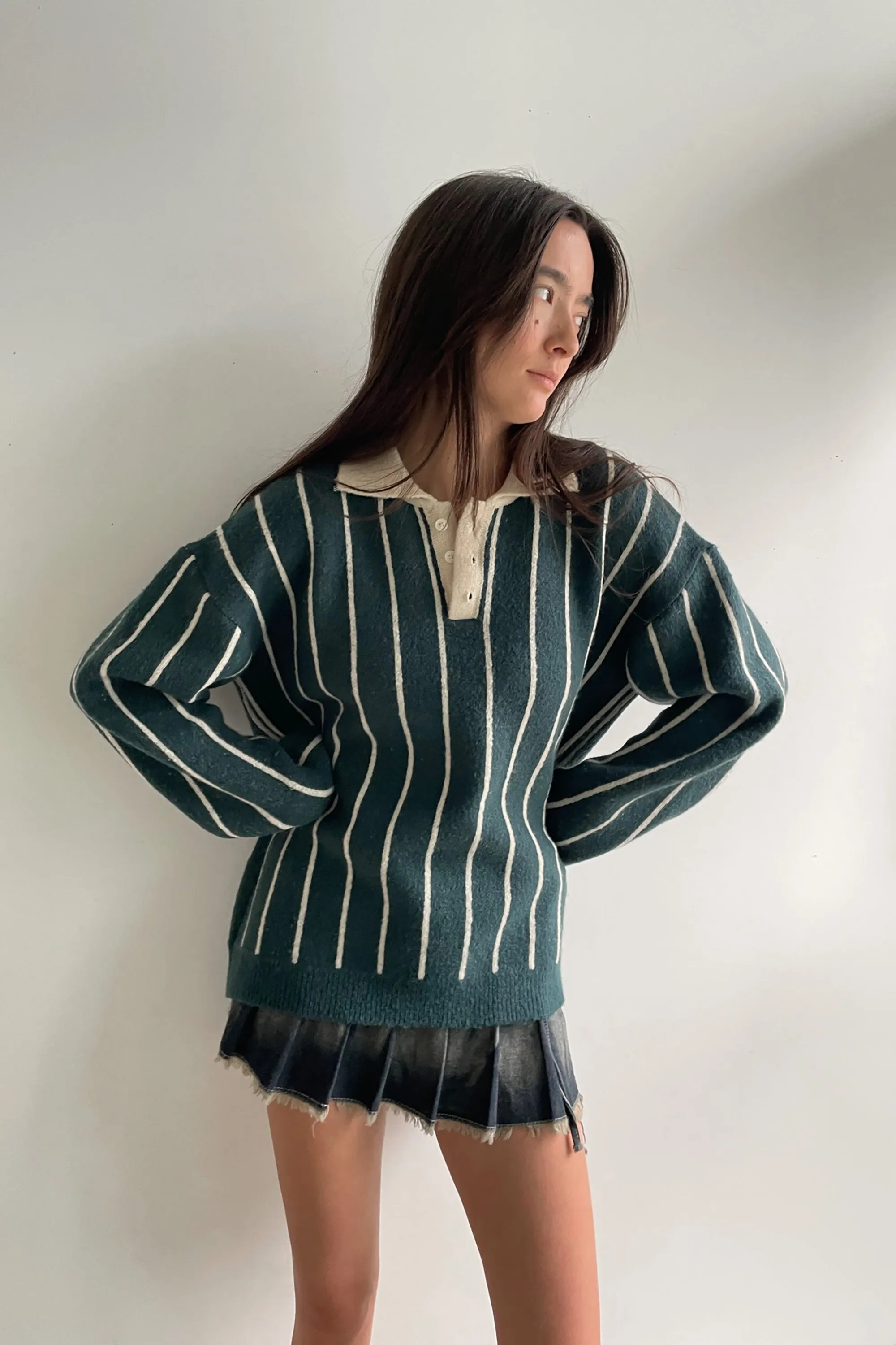 STRIPED RUGBY SWEATER sold by OAK AND FORT product image thumbnail 2