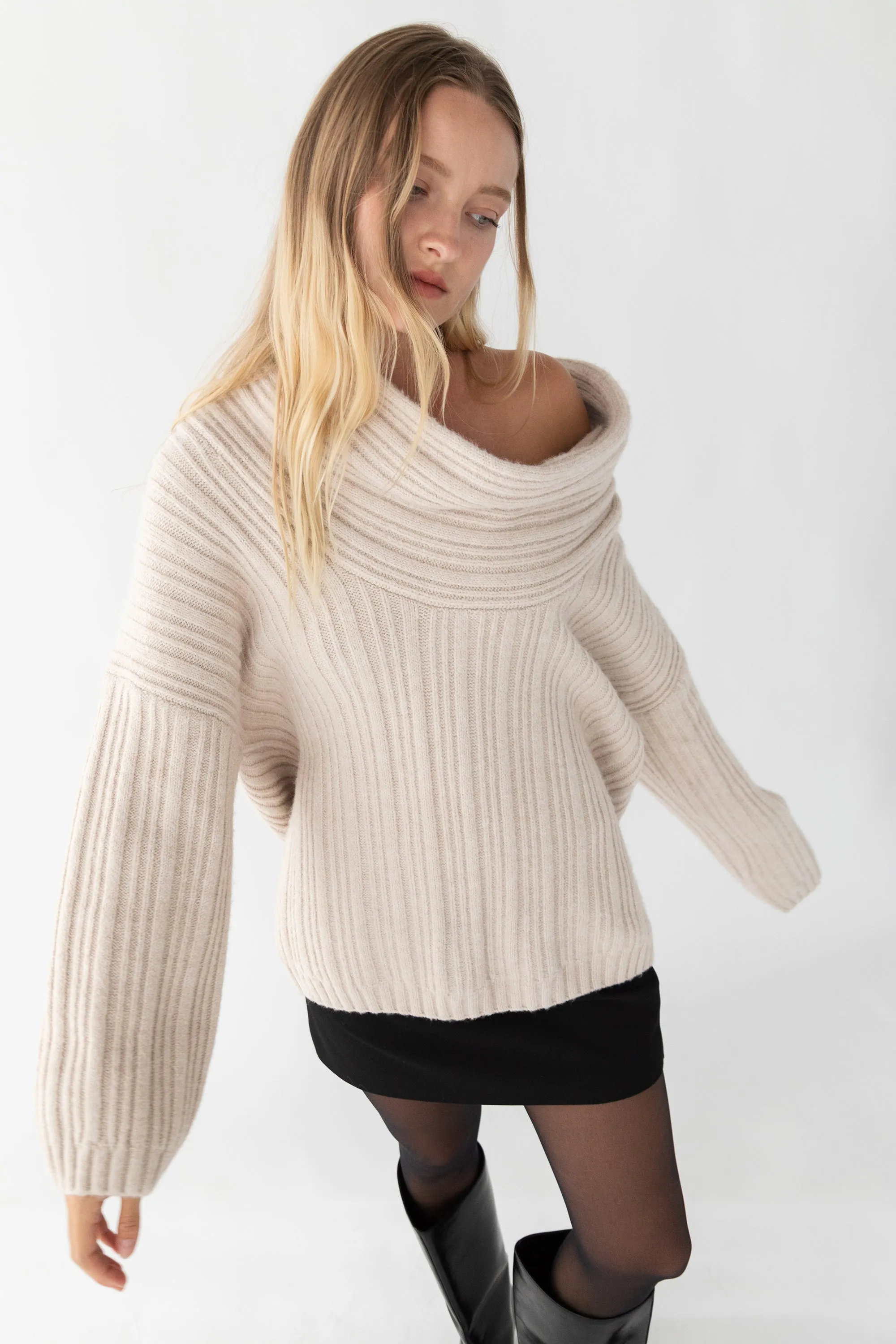 OVERSIZED SLOUCHY OFF THE SHOULDER SWEATER sold by OAK AND FORT product image thumbnail 4