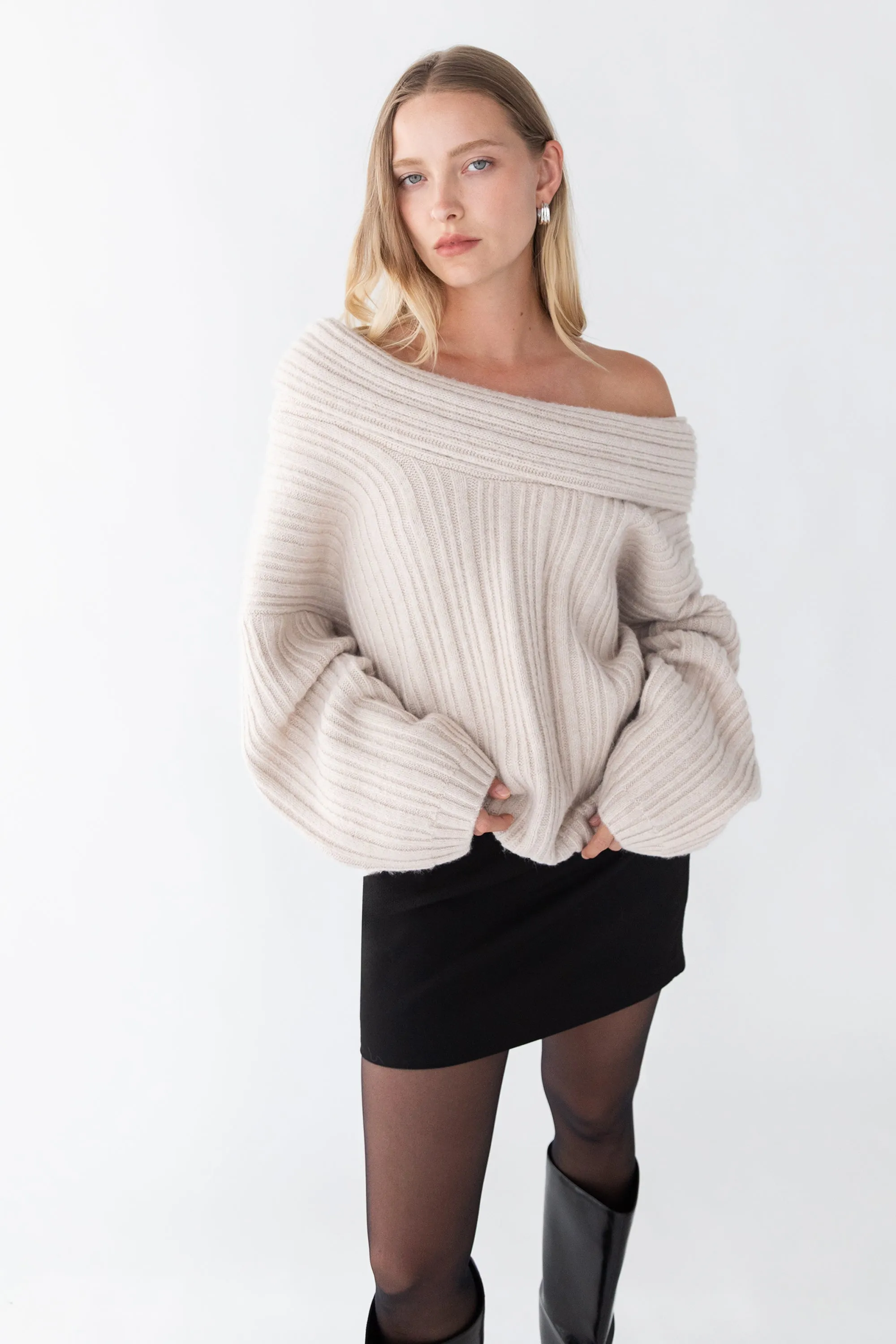 OVERSIZED SLOUCHY OFF THE SHOULDER SWEATER sold by OAK AND FORT product image thumbnail 5
