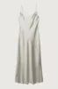 V-NECK SATIN SLIP MIDI DRESS sold by OAK AND FORT