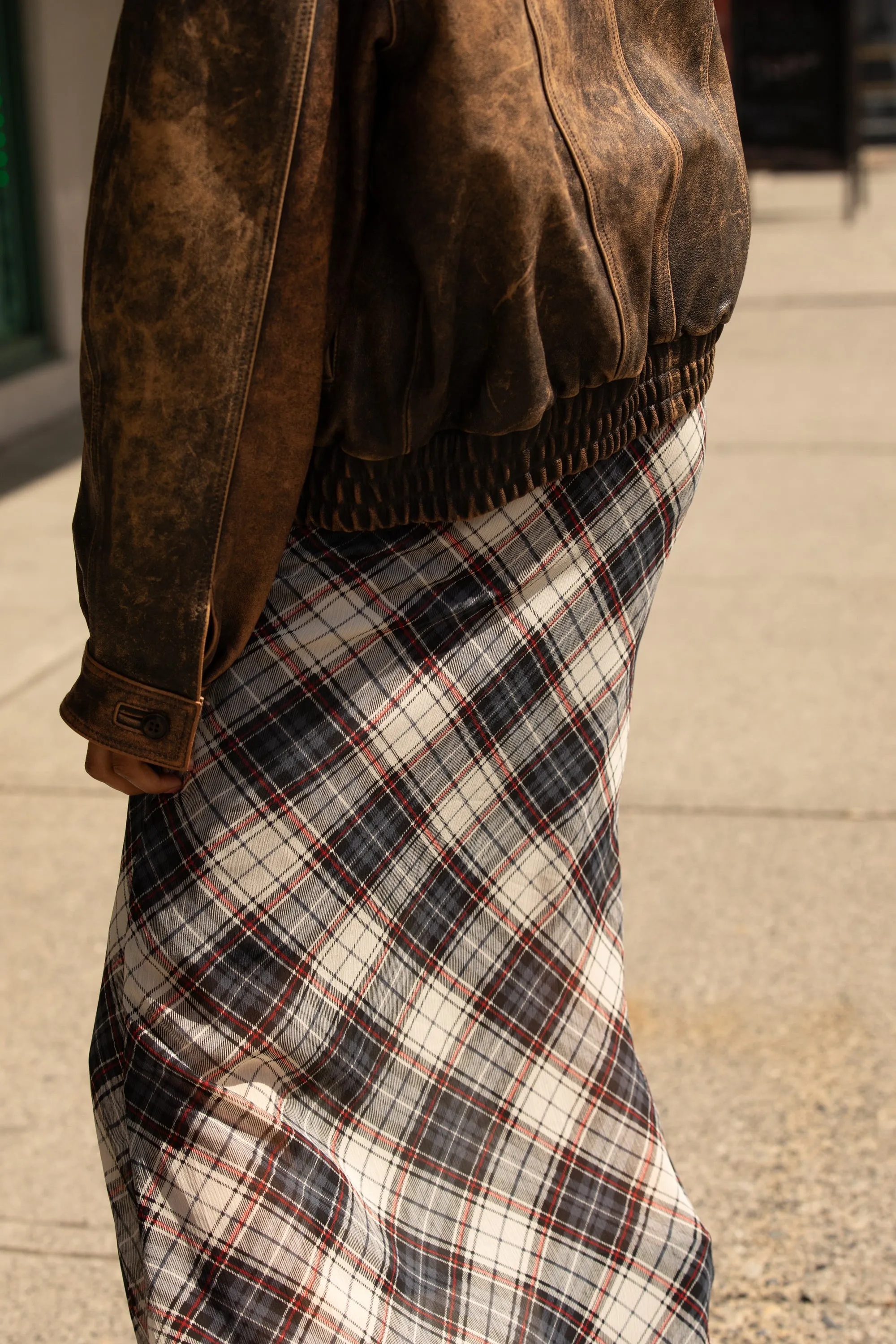 PLAID CHIFFON MIDI SKIRT sold by OAK AND FORT product image thumbnail 4