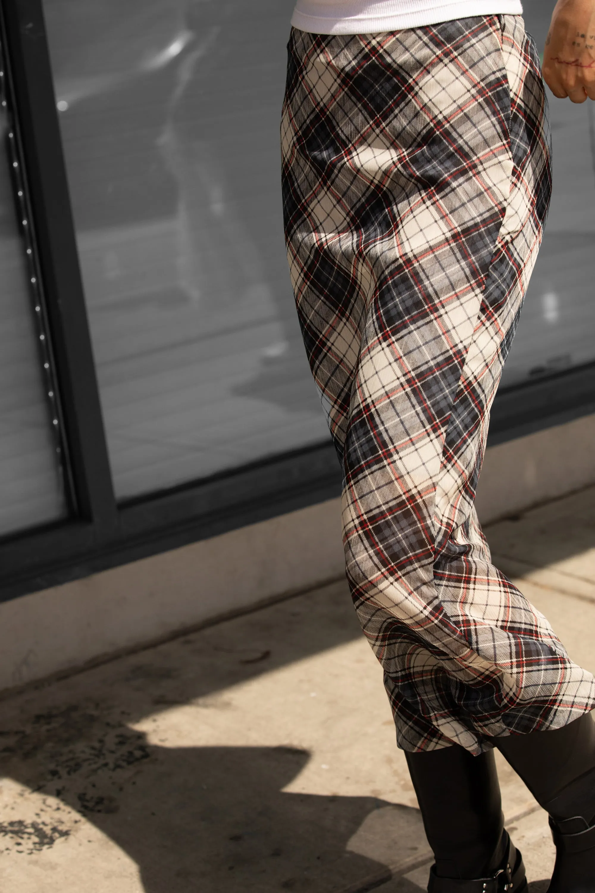 PLAID CHIFFON MIDI SKIRT sold by OAK AND FORT product image thumbnail 3