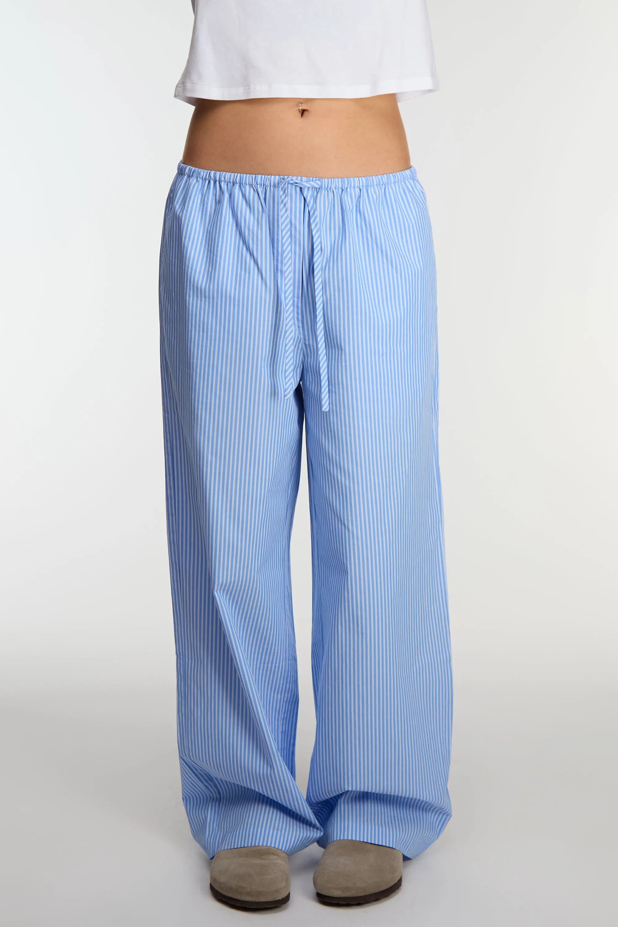 STRIPED COTTON POPLIN PAJAMA STYLE PANT sold by OAK AND FORT product image thumbnail 2