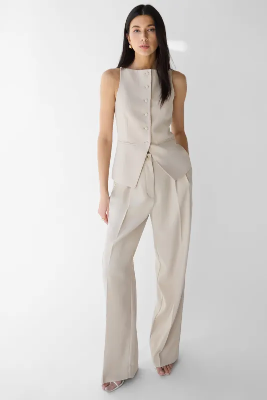 DOUBLE PLEATED WIDE LEG PANT sold by OAK AND FORT