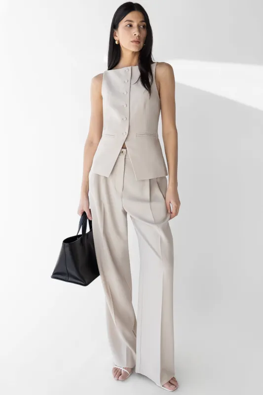 HIGH NECKLINE BUTTON VEST sold by OAK AND FORT