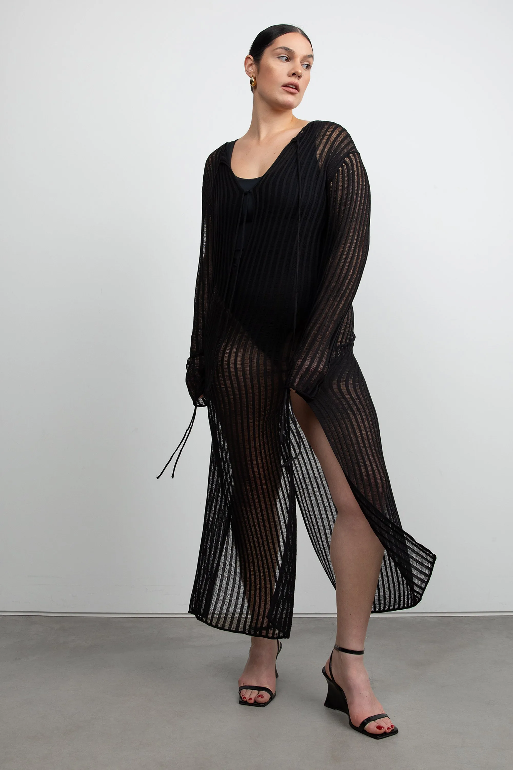 REVERSIBLE SHEER RIB-KNIT DRESS SWIM COVERUP sold by OAK AND FORT
