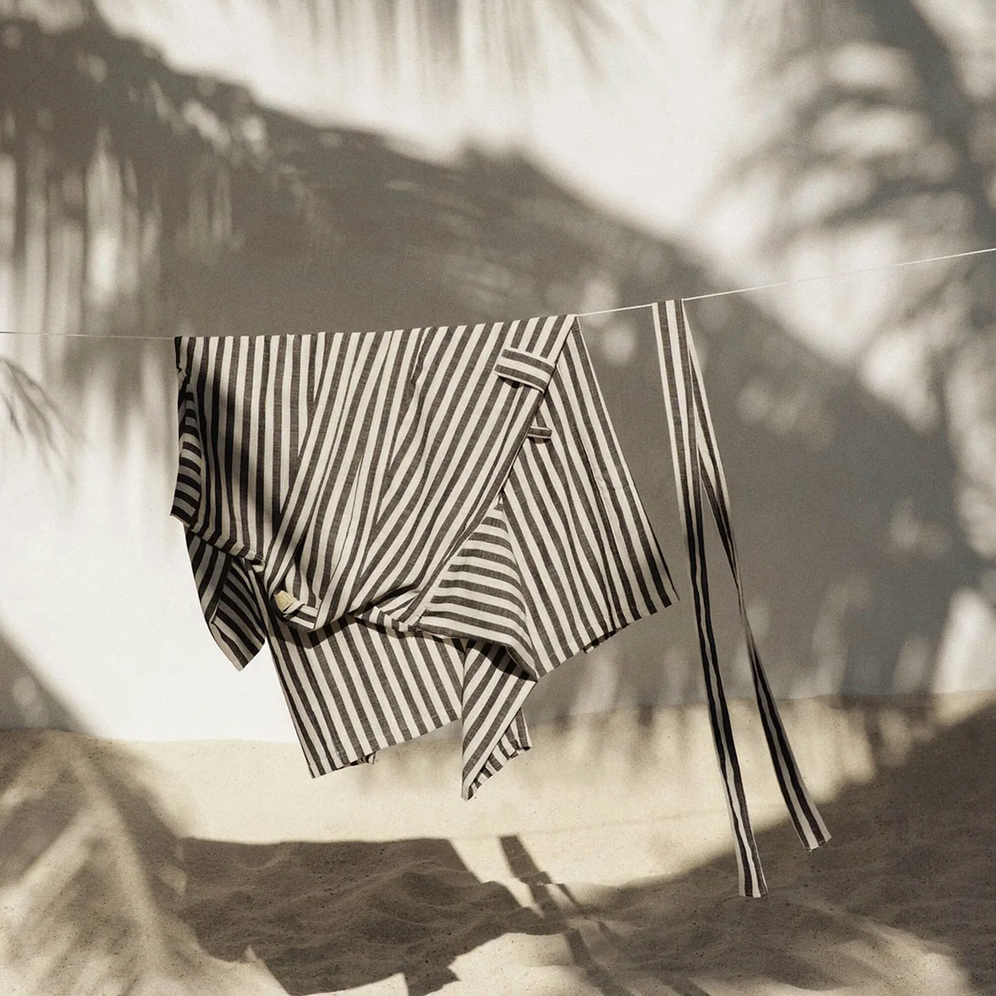 Turkish Linen Robe | Black Stripe sold by Obakki product image thumbnail 5