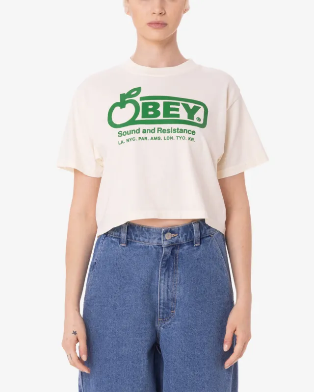 SOUND & RESISTANCE WEEKEND CROP T-SHIRT sold by Obey