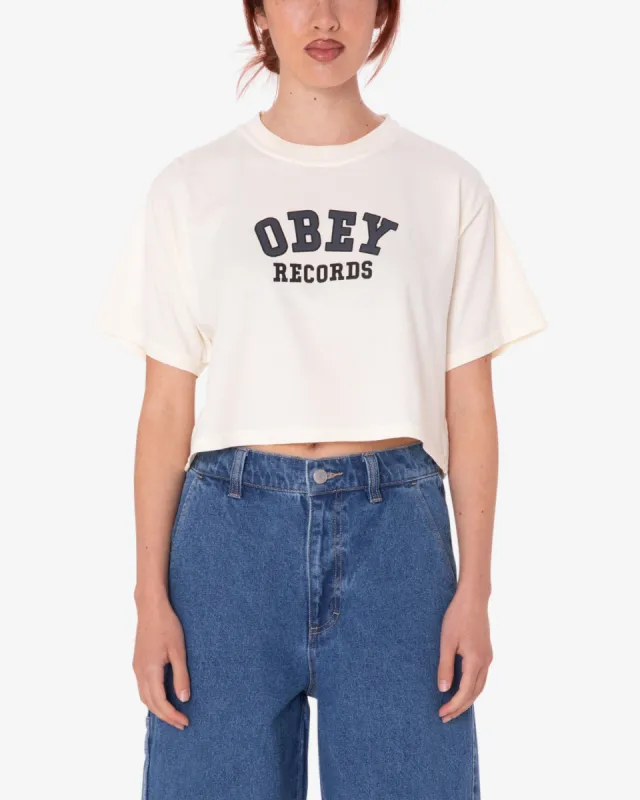 COLLEGAITE RECORDS WEEKEND CROP T-SHIRT sold by Obey