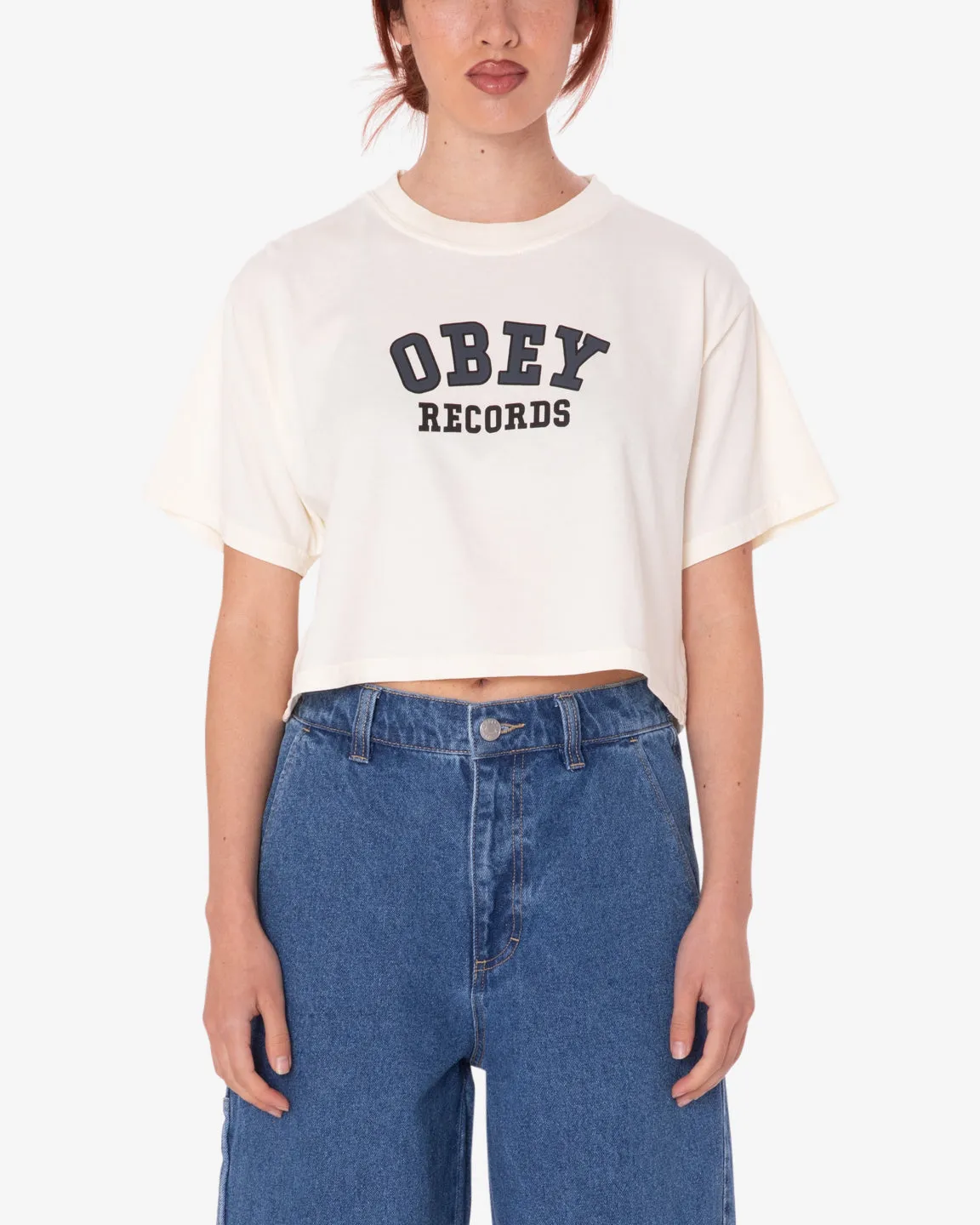 COLLEGAITE RECORDS WEEKEND CROP T-SHIRT sold by Obey