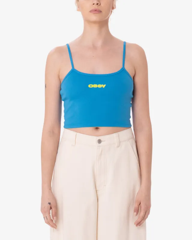 NEON YELLOW SPAGHETTI STRAP CROP TANK sold by Obey
