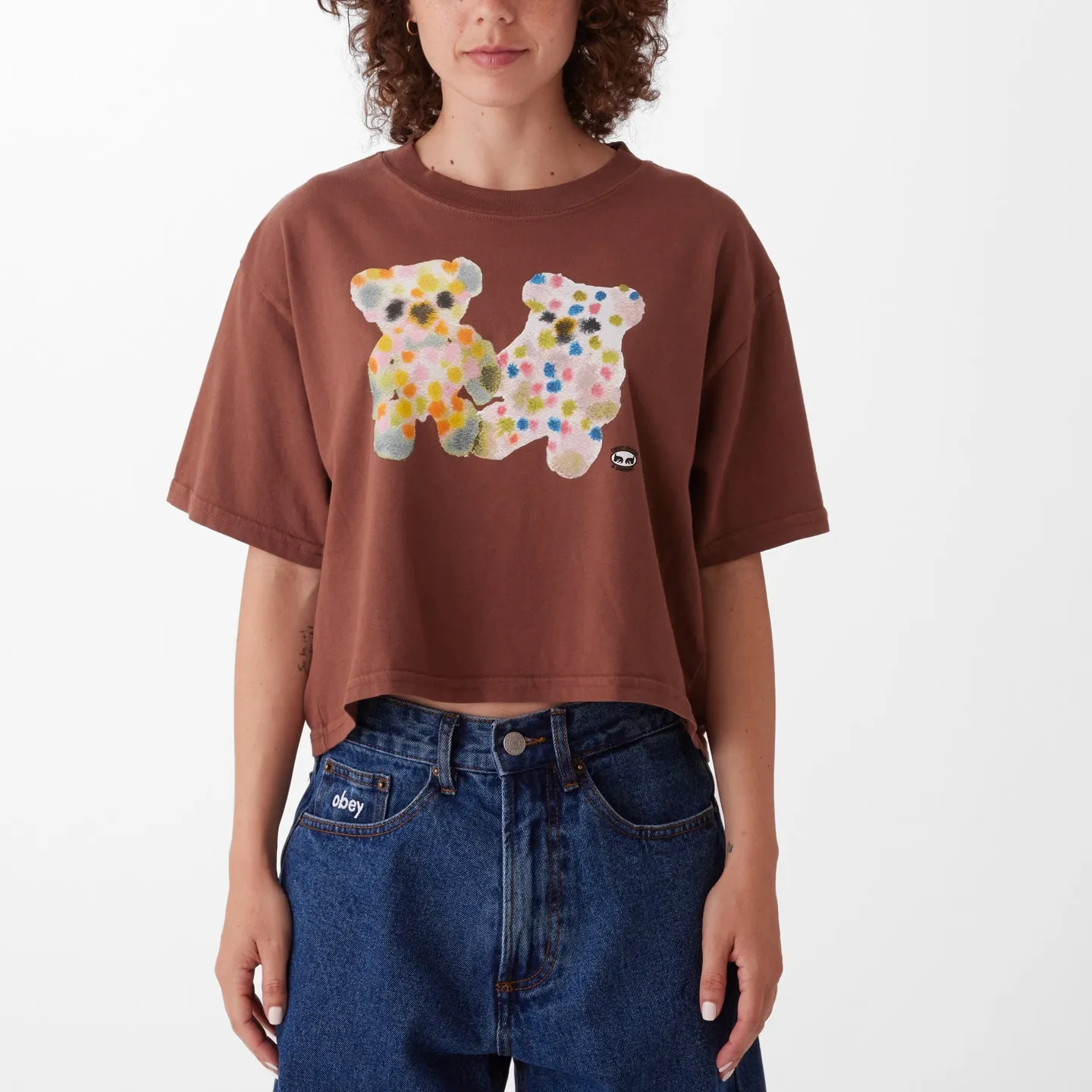 WATERCOLOR TEDDY BEARS WEEKEND CROP T-SHIRT sold by Obey