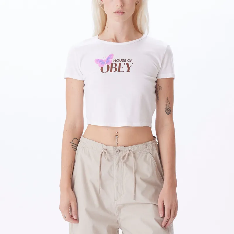 HOUSE OF OBEY BUTTERFLY CROPPED CHLOE FITTED T-SHIRT sold by Obey