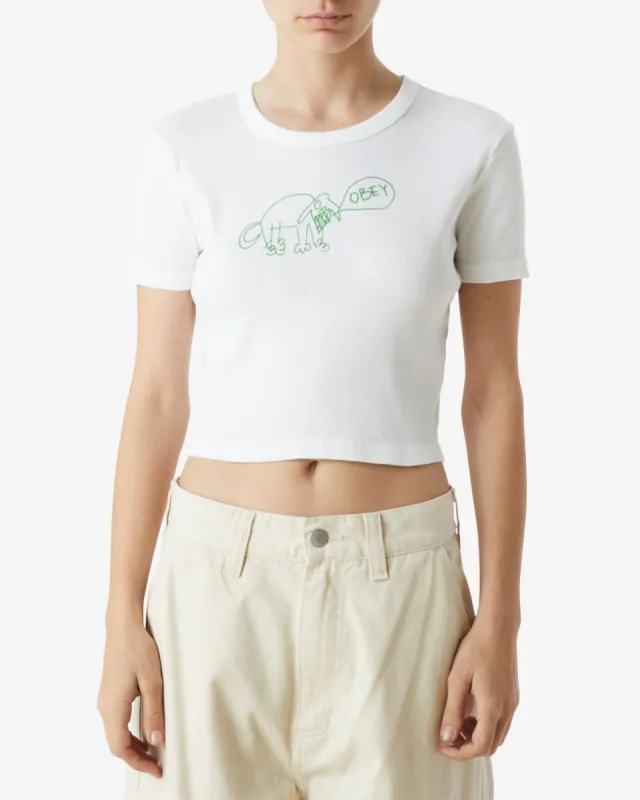 ANGRY DOG CROPPED RIB T-SHIRT sold by Obey