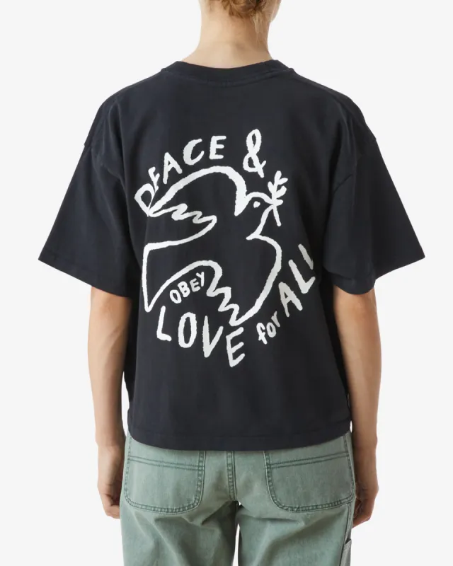 PEACE & LOVE FOR ALL DOVE RAEGAN T-SHIRT sold by Obey