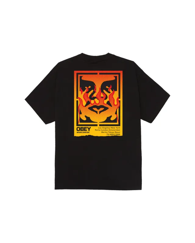 ICON STENCIL FLAME CLASSIC T-SHIRT sold by Obey
