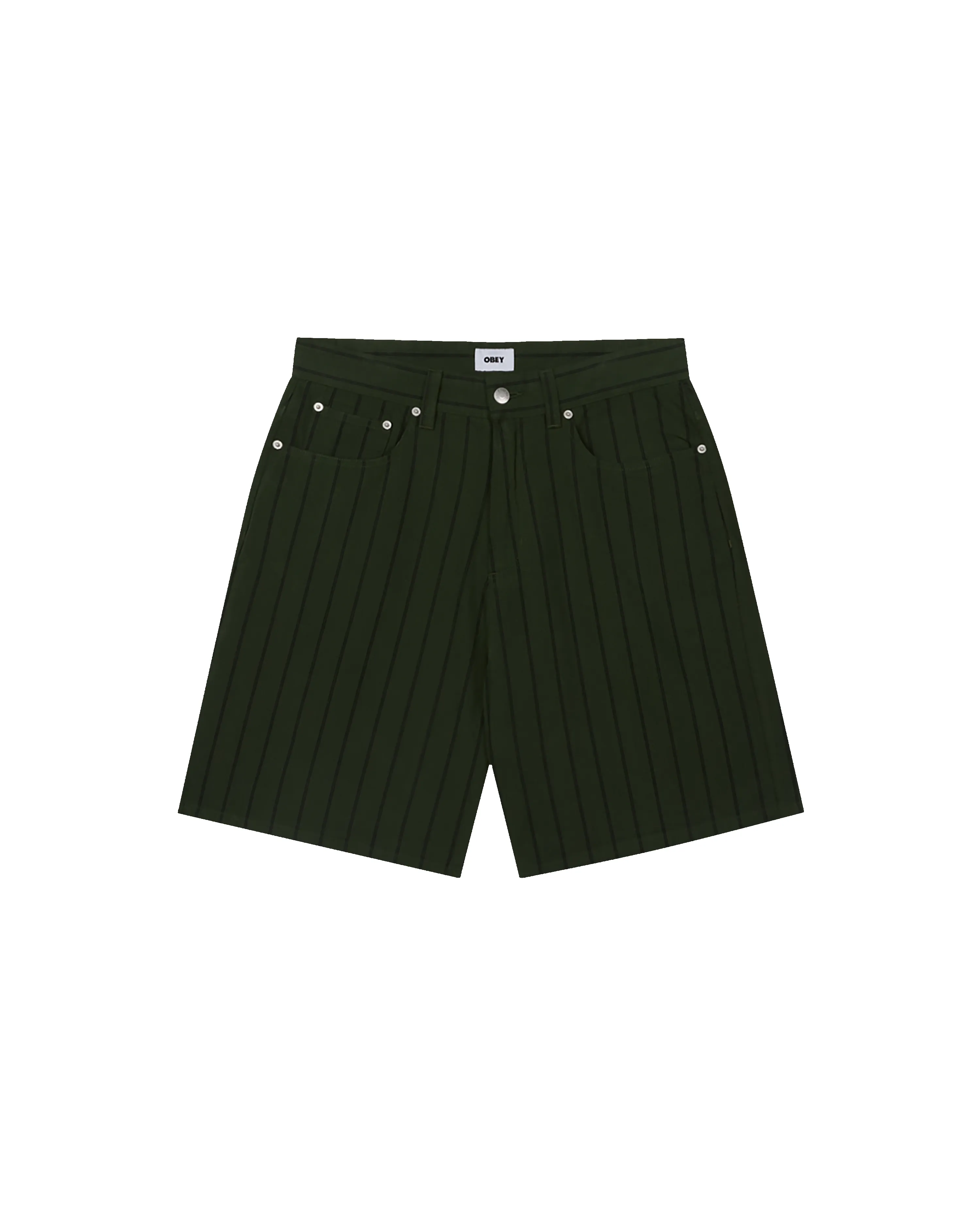 STRIPE BAGGY DENIM SHORT sold by Obey