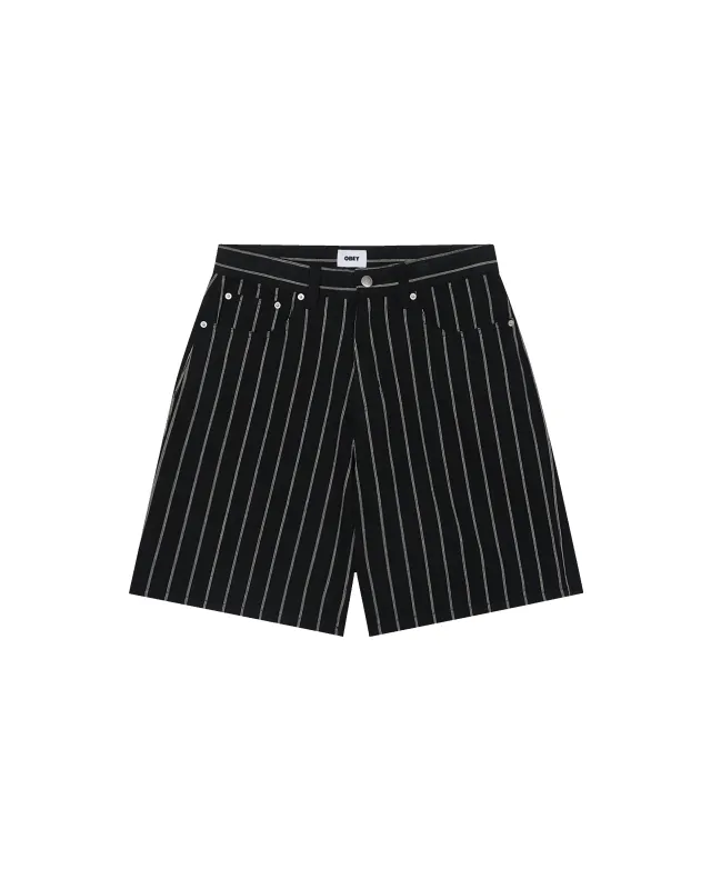 STRIPE BAGGY DENIM SHORT made by Obey