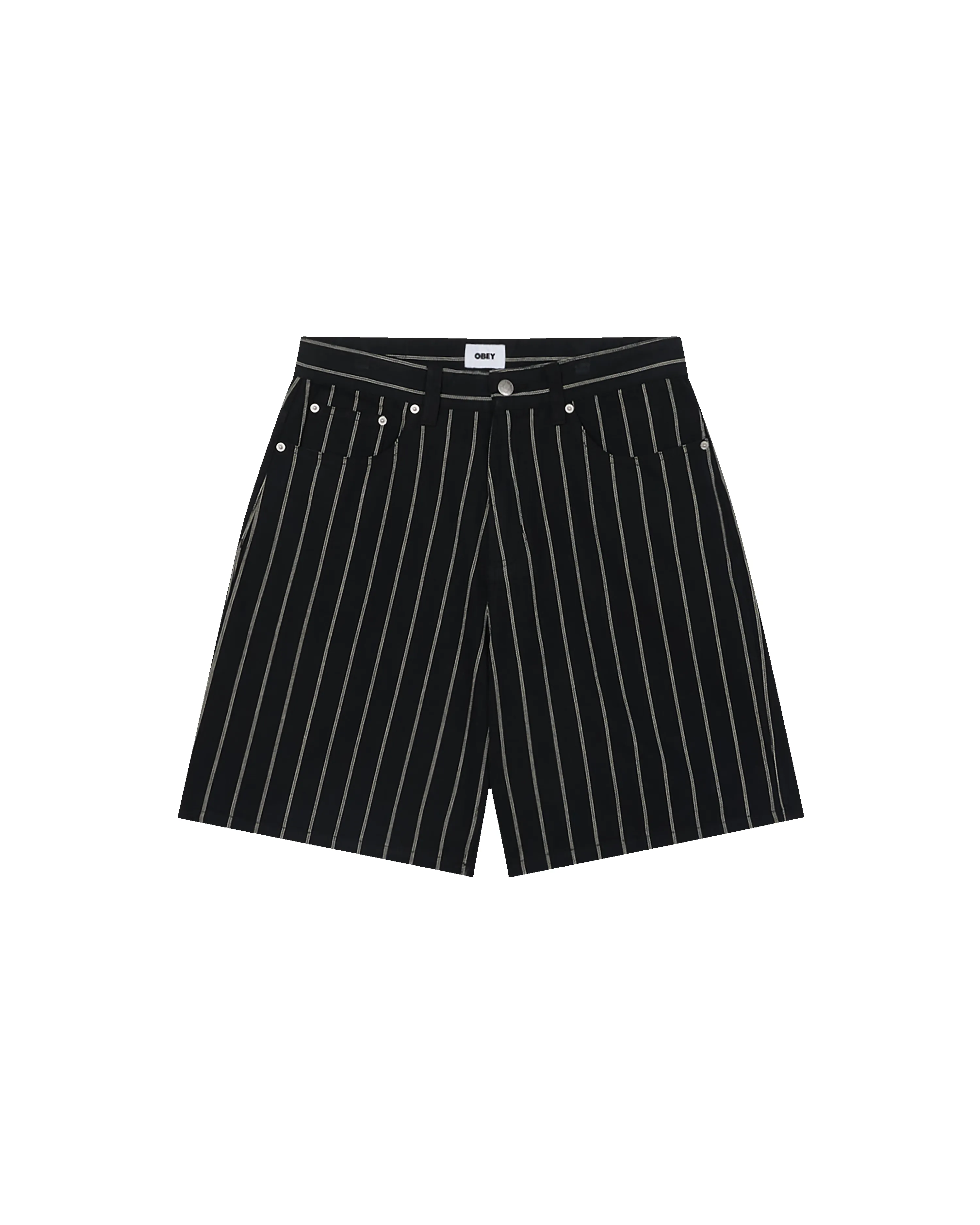 STRIPE BAGGY DENIM SHORT sold by Obey