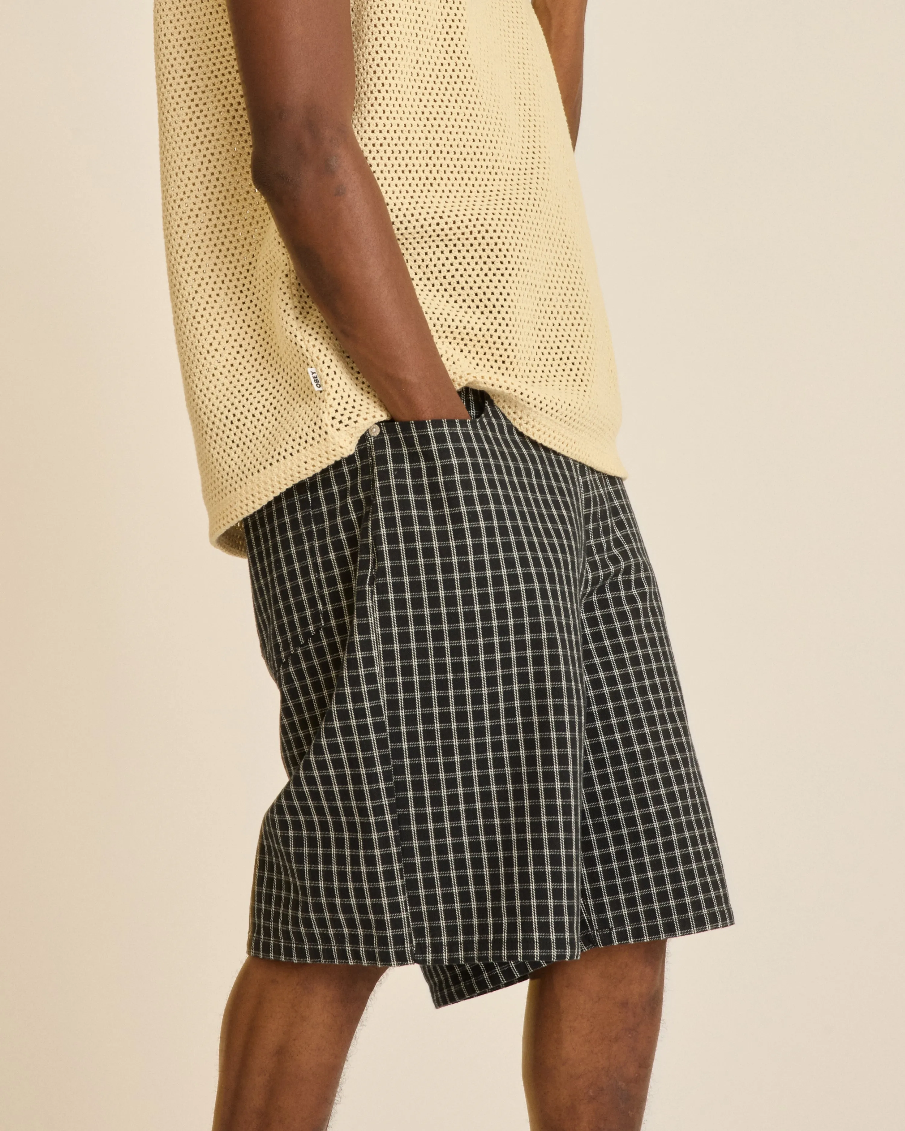 PLAID BAGGY DENIM SHORT sold by Obey product image thumbnail 4