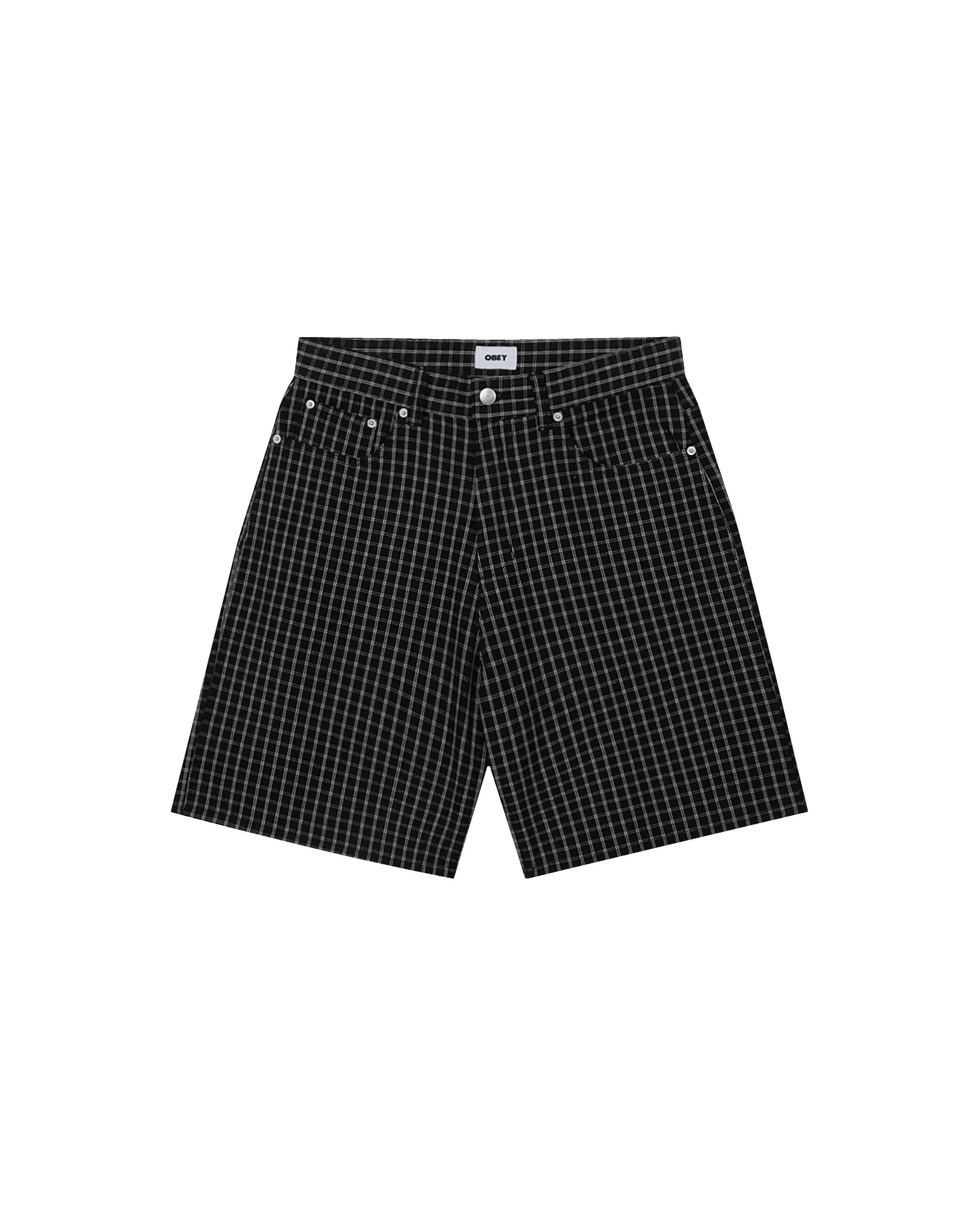 PLAID BAGGY DENIM SHORT sold by Obey