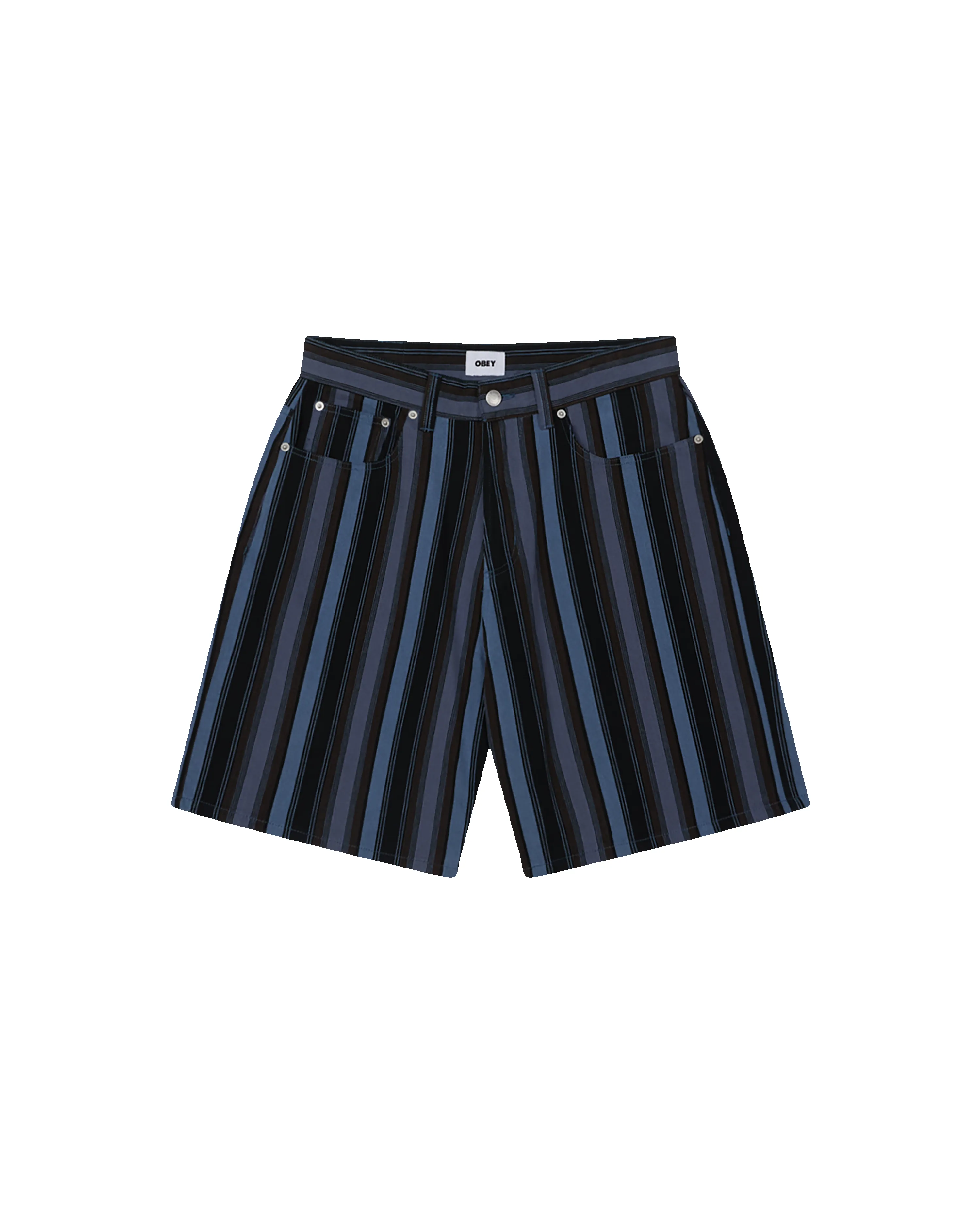 BAJA STRIPE BAGGY DENIM SHORT sold by Obey