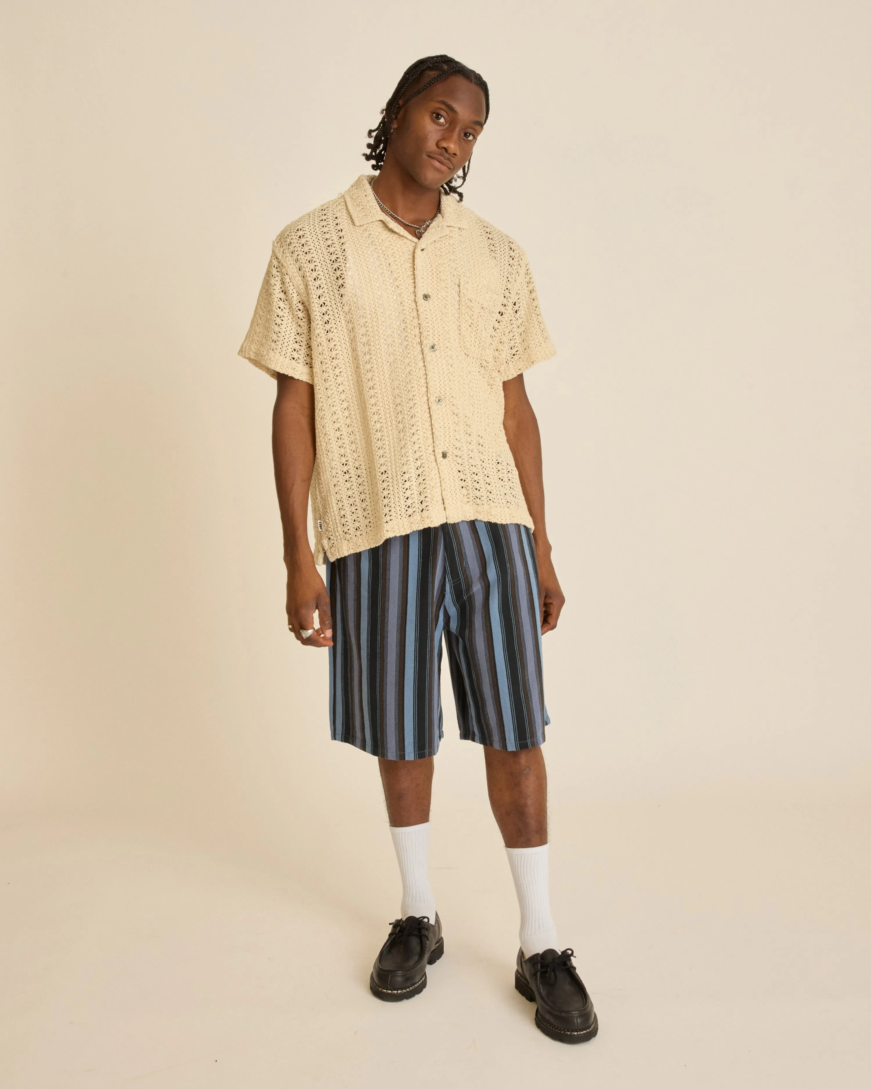 BAJA STRIPE BAGGY DENIM SHORT sold by Obey product image thumbnail 3