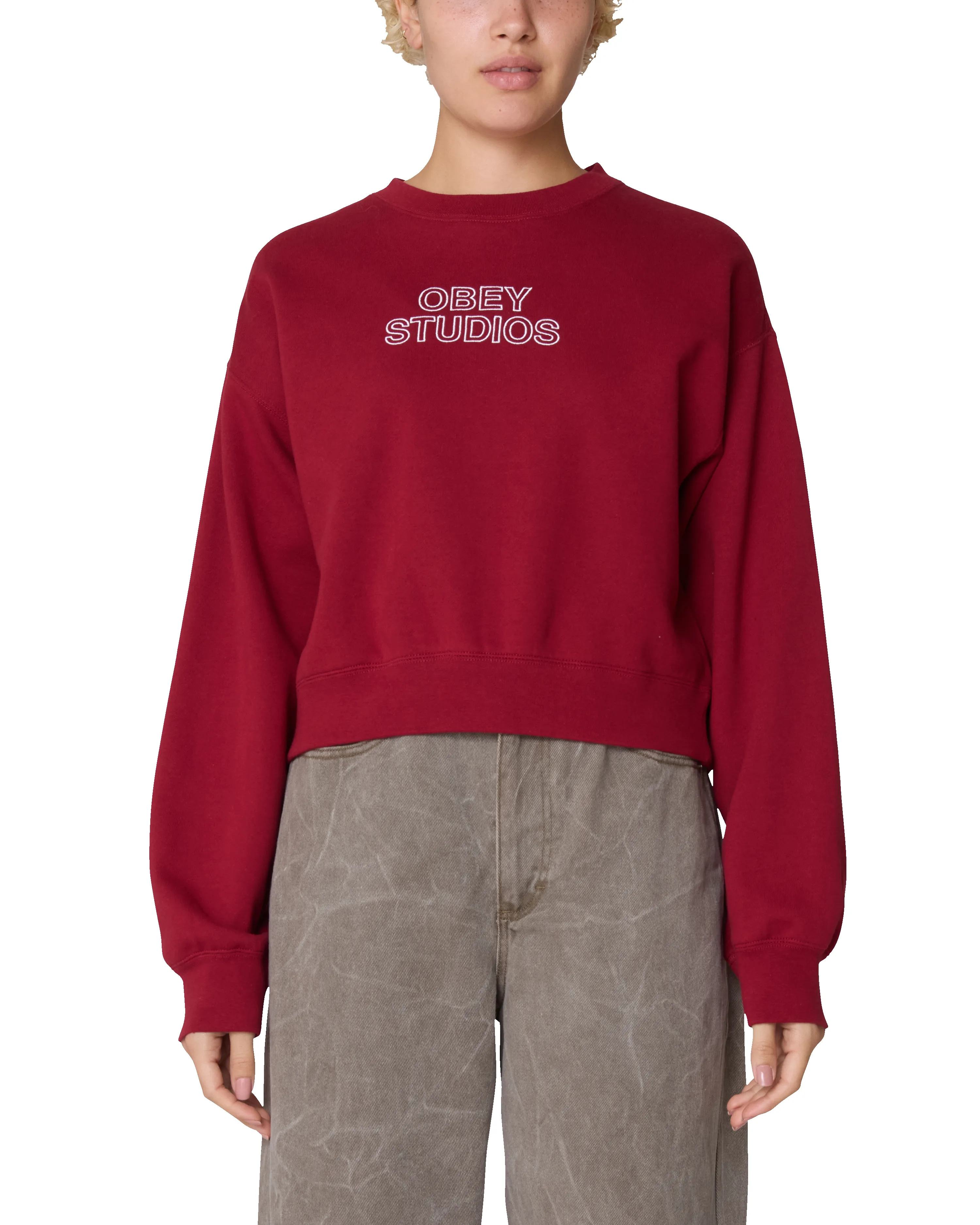 STUDIOS CROPPED CREWNECK sold by Obey