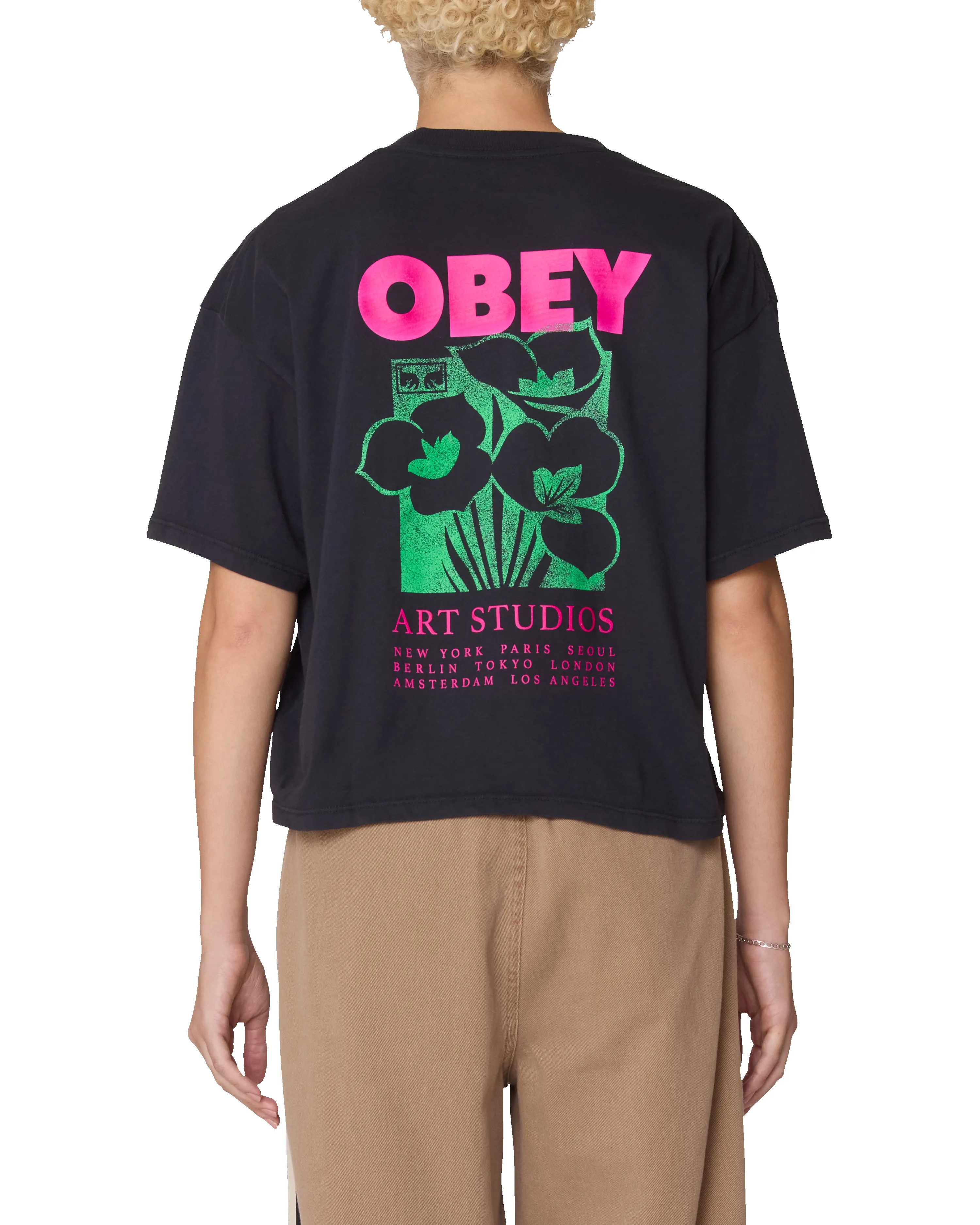 ART STUDIO FLOWERS ROW T-SHIRT sold by Obey