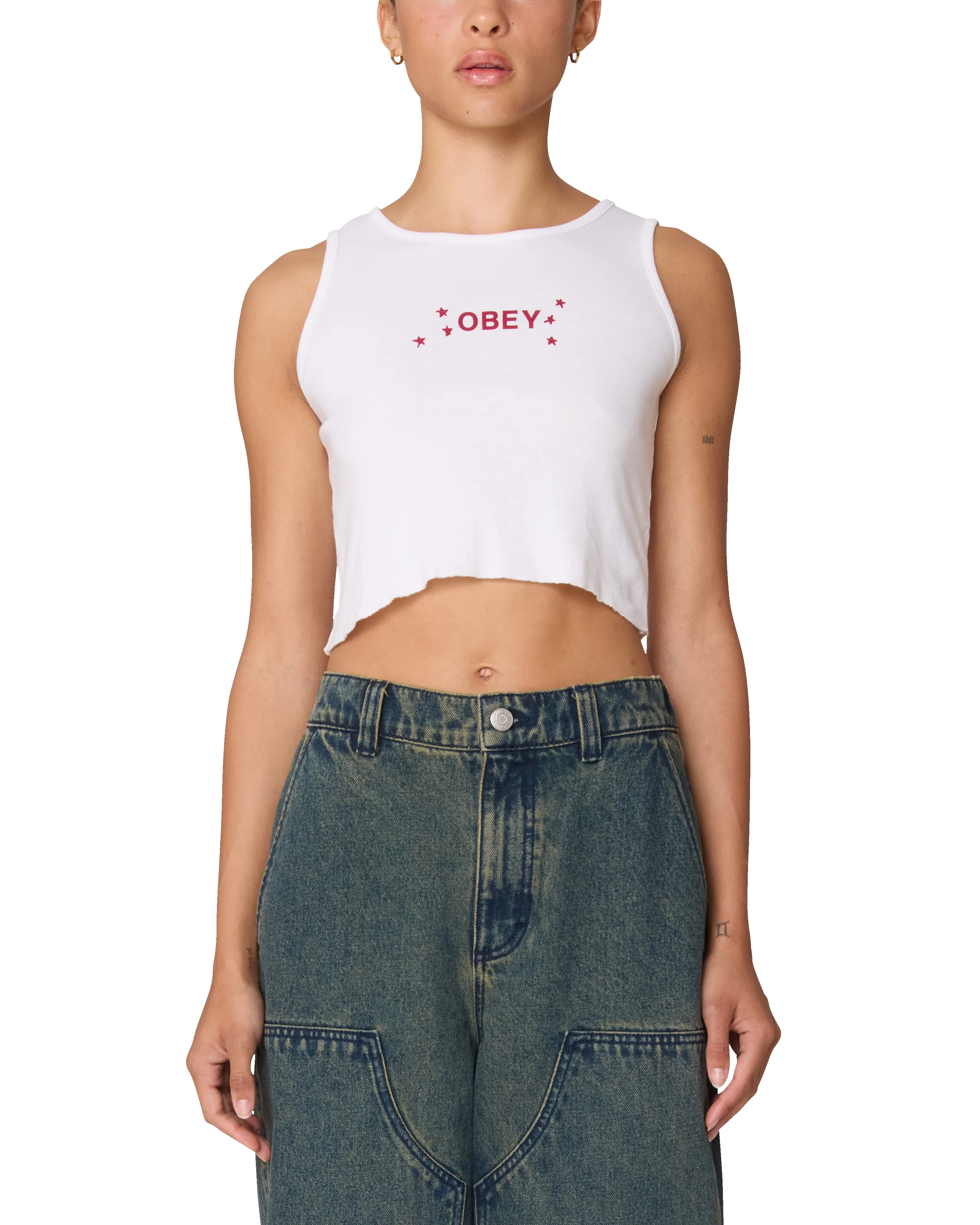 DIZZY STARS MORGAN RAW EDGE RIB TANK sold by Obey