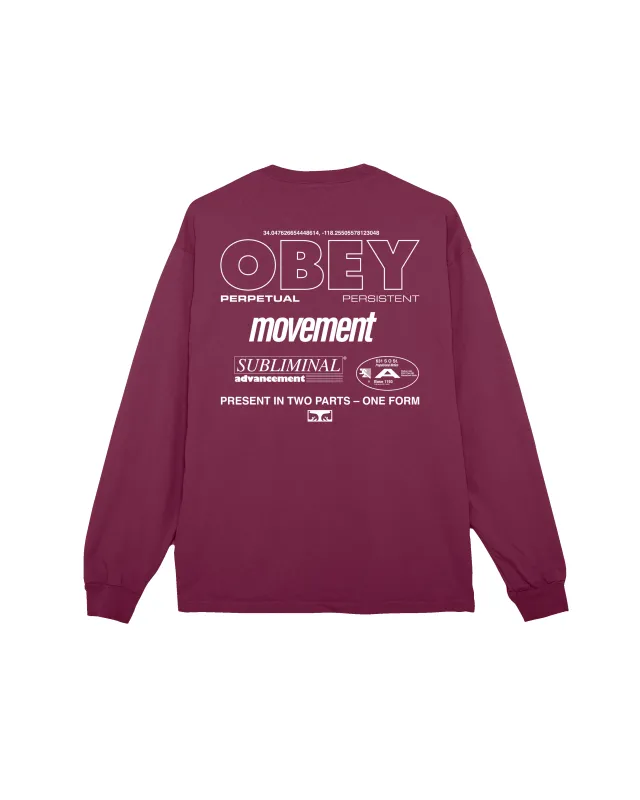 PERSISTENT MOVEMENT PIGMENT LS T-SHIRT sold by Obey