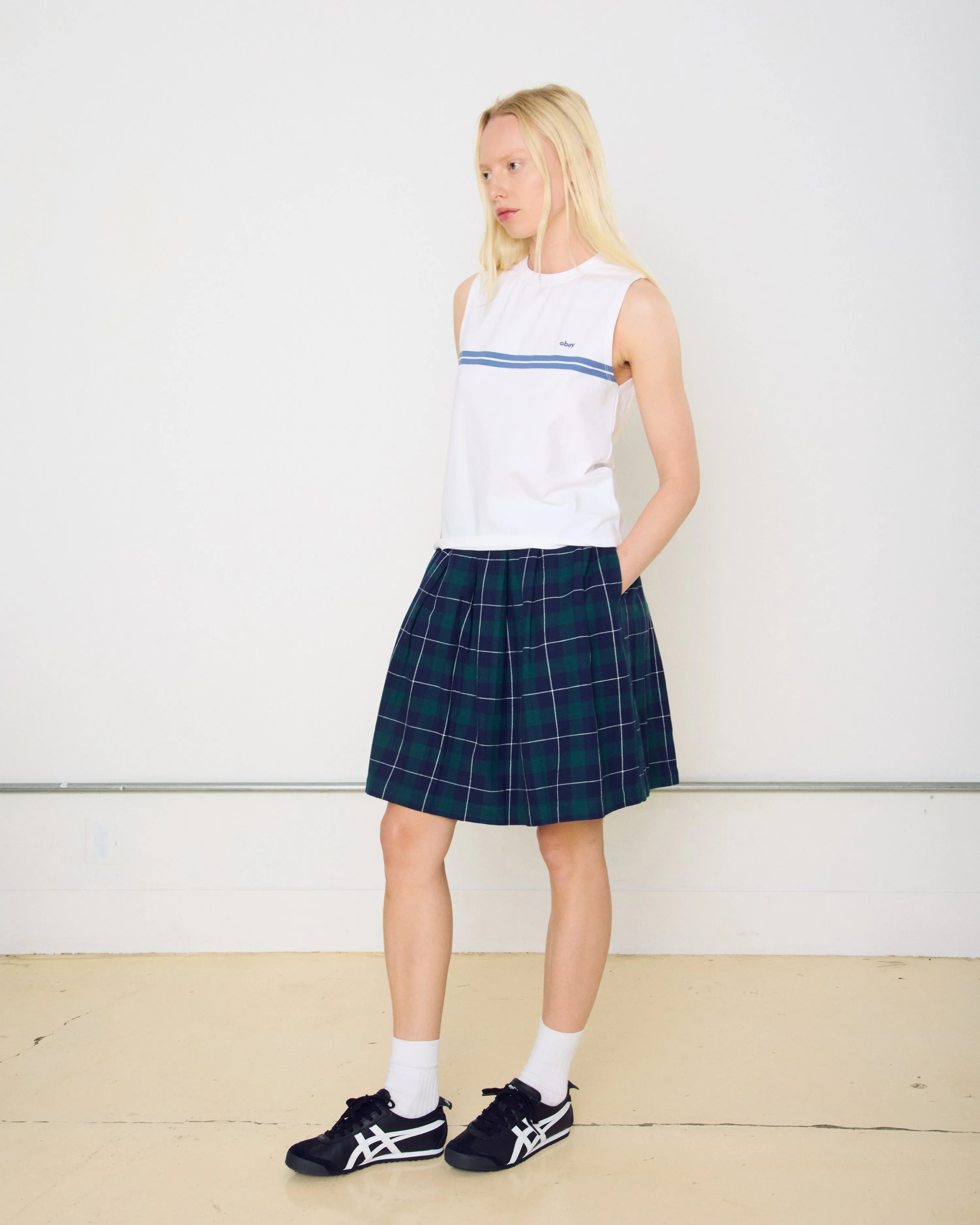 SHELLY PLAID PLEATED SKIRT sold by Obey product image thumbnail 4
