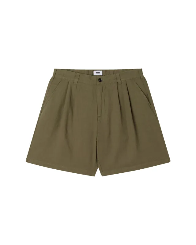 FOSTER PLEATED LINEN SHORT made by Obey