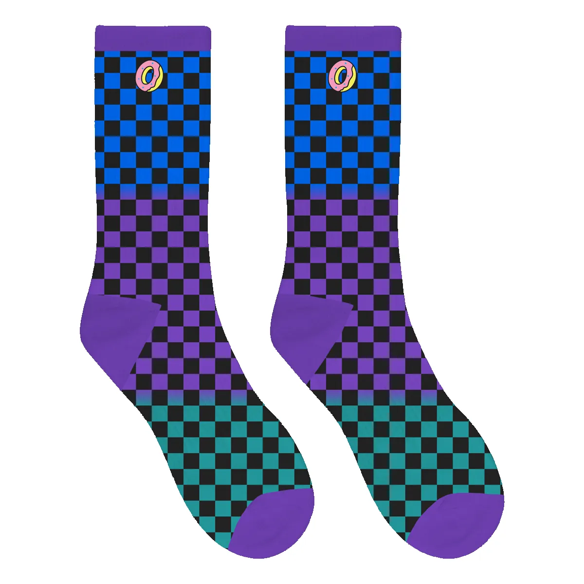 Donut O Checkerboard Socks - Blue/Purple/Green sold by Odd Future