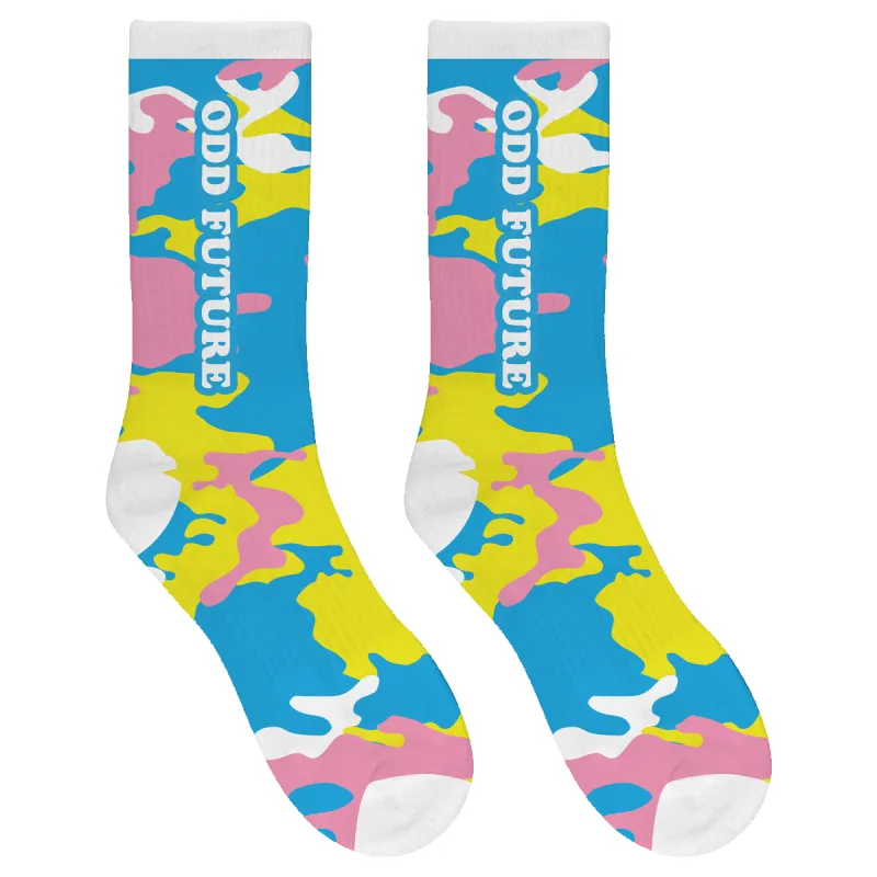 Odd Future Socks - Blue/Yellow/Pink Camo sold by Odd Future