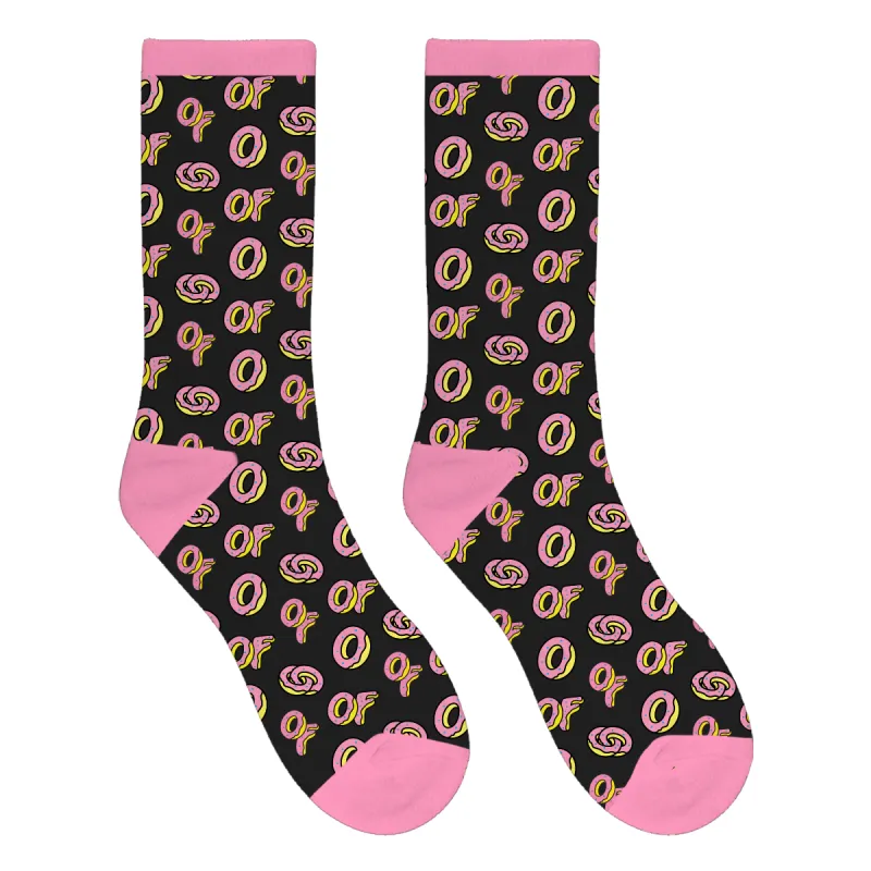 Donut Pattern Socks - Black/Pink sold by Odd Future