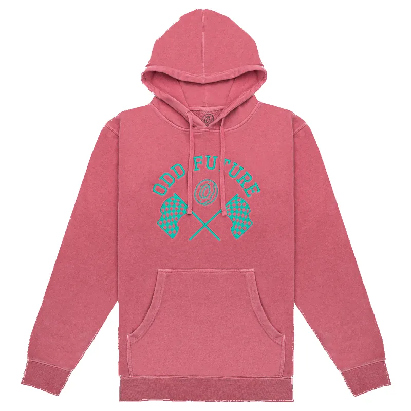 Checkered Flag Embroidered Pullover Hoodie - Pink sold by Odd Future