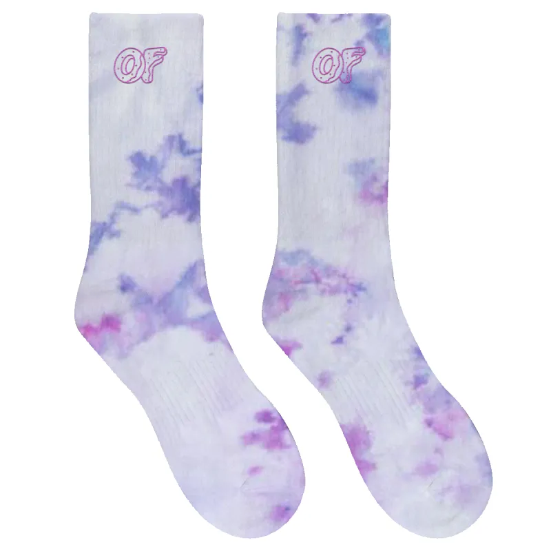OF Logo Embroidered Socks - Violet Tie Dye sold by Odd Future