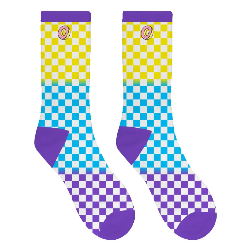 Donut O Checkerboard Socks - Yellow/Blue/Purple sold by Odd Future